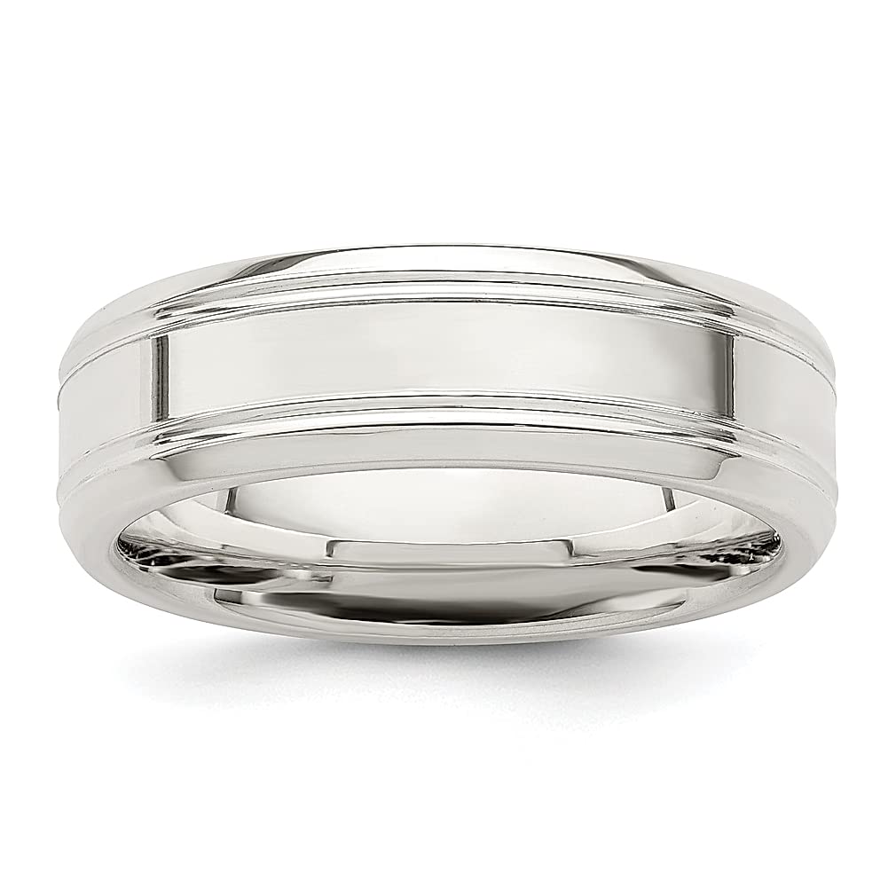 925 Sterling Silver 6mm Flat Grooved Beveled Edge Wedding Band Ring - Size 8.5 Women's Classic Fine Jewelry - Perfect for Anniversaries, Engagements & Bridal Gifts
