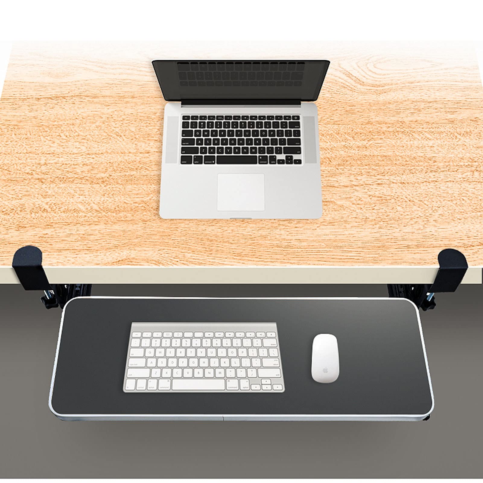Ergonomic Large Under Desk Keyboard Tray with Extra Sturdy C Clamp - Retractable Slide-Out Computer Drawer for Comfortable Typing | Perfect for Home Office, Gaming Setup & Workspace Organization (Color: A)