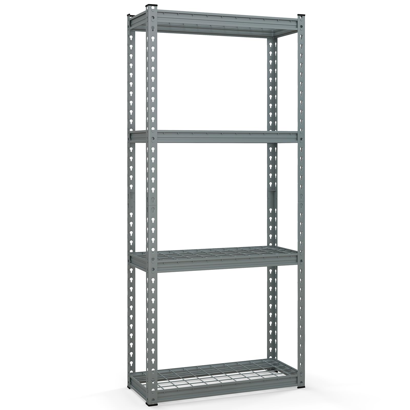 Goplus 4-Tier Heavy Duty Metal Shelving Unit - Adjustable Wire Storage Rack with Anti-Slip Foot Pads, 12