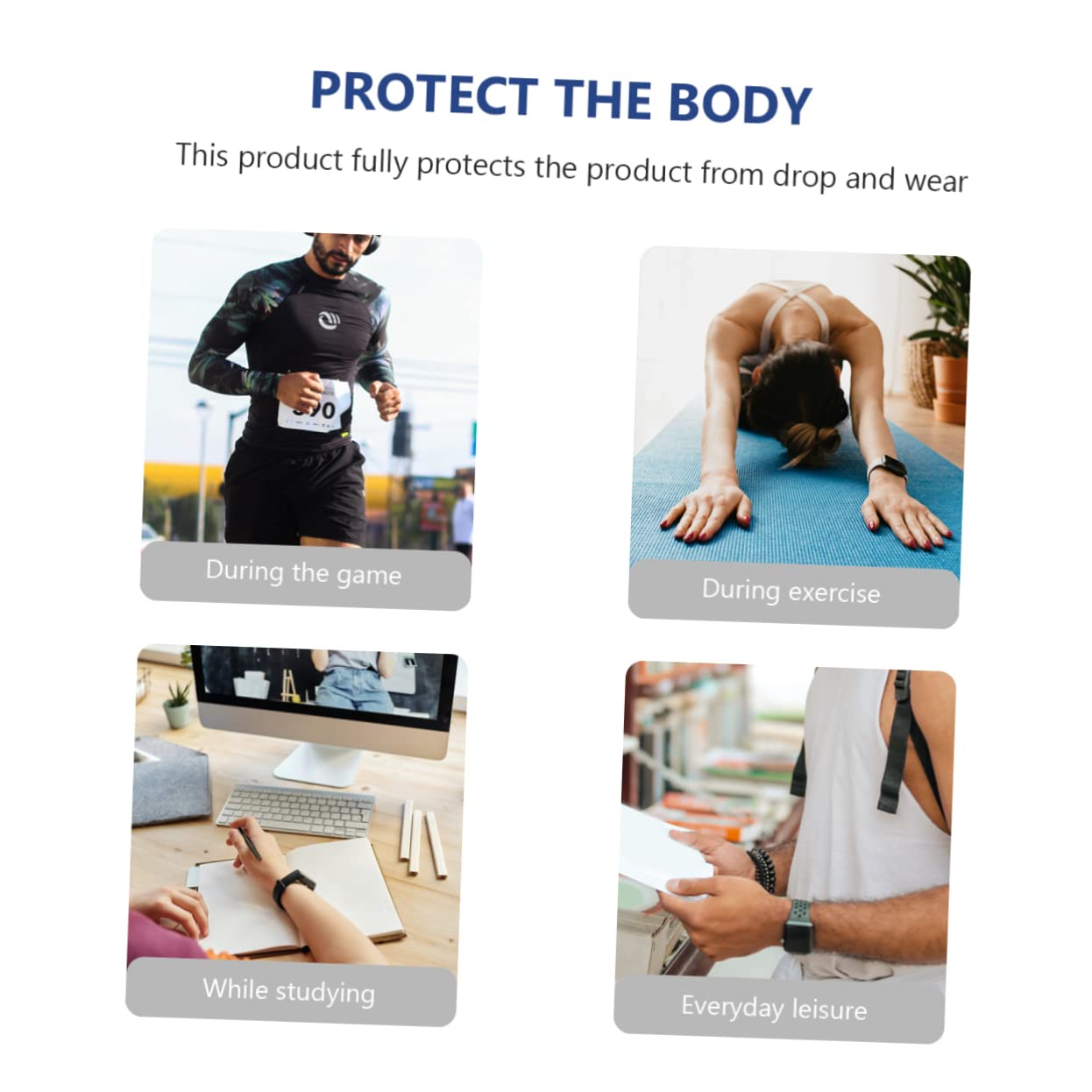 Hemobllo Tempered Glass Screen Protector & PC Bumper Case for Smartwatch - Durable Scratch-Resistant Cover for Exercise, Fashion, and Daily Use