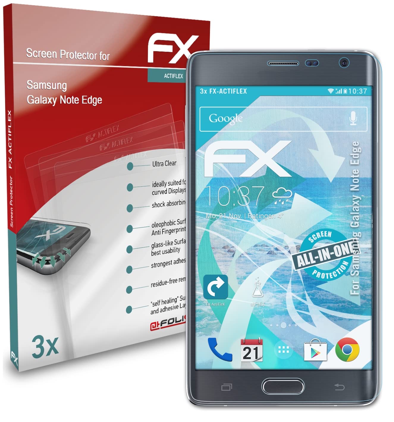 Samsung Galaxy Note Edge Screen Protector - 3 Pack Ultra Clear Flexible Film FX Screen Protection | Anti-Scratch & Bubble-Free for Daily Use, Work & Travel