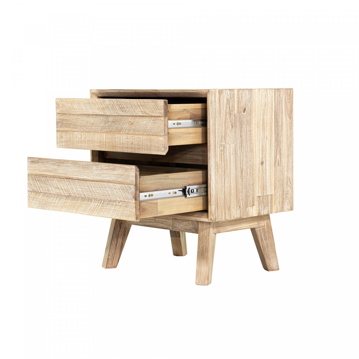 Abenra 2-Drawer Nightstand with Light Driftwood Finish - Modern Bedside Table for Bedroom, Living Room & Guest Room