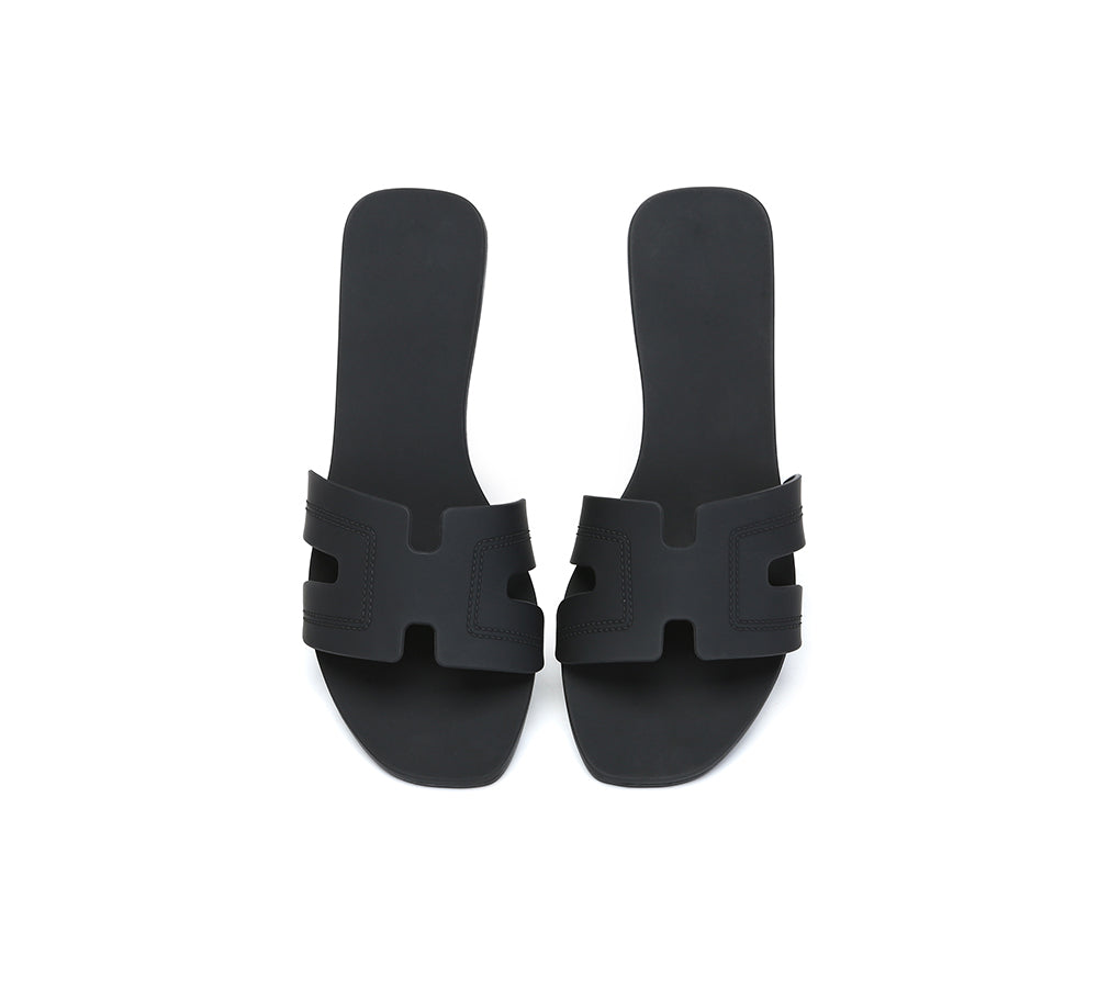 EVERAU® Women's Comfortable Flat Slides - Katherine - Casual Summer Sandals for Beach, Pool, and Home Wear