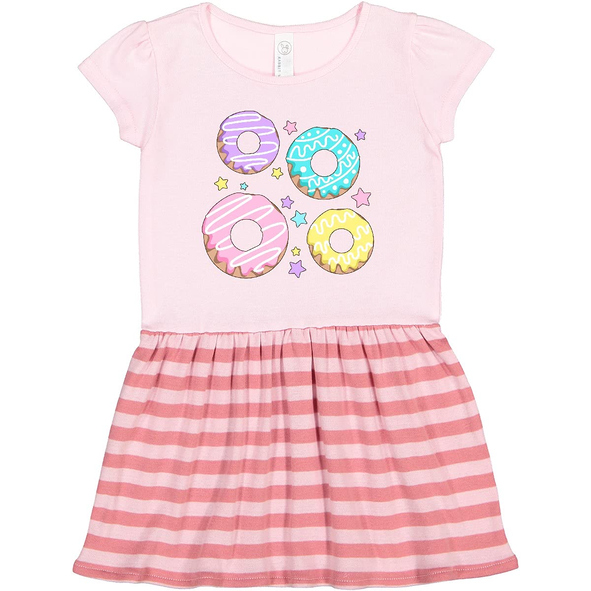 Inktastic Easter Pastel Donuts with Frosting and Stars Toddler Dress - Cute Spring Outfit for Baby Girls | Perfect for Easter Photos, Birthday Parties & Family Gatherings