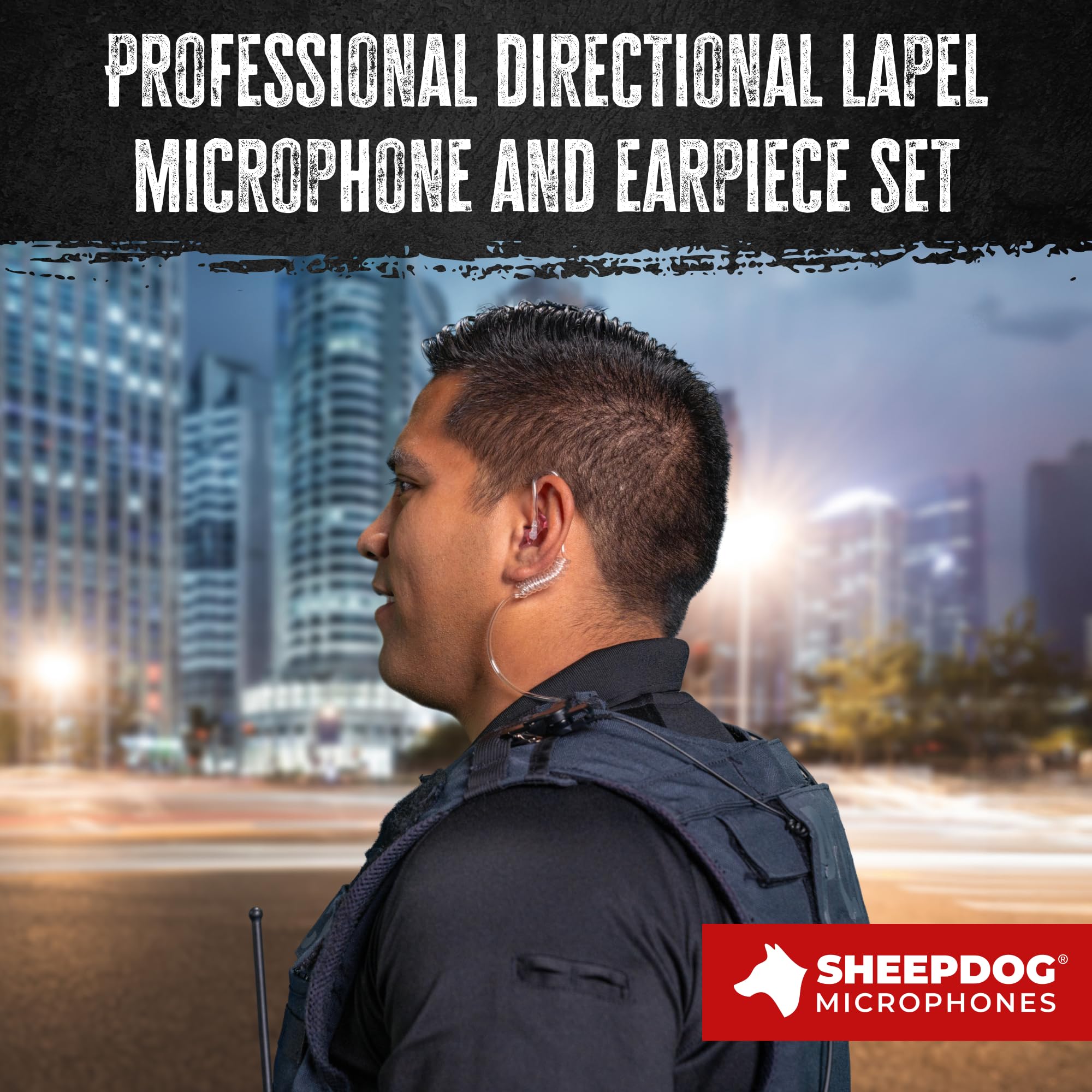 Sheepdog Microphones Alpha SDA1-APX-QD Quick Disconnect Police Lapel Mic Headset - Compatible with Motorola APX6000/7000/8000 Radios | Secure Communication for Law Enforcement & First Responders