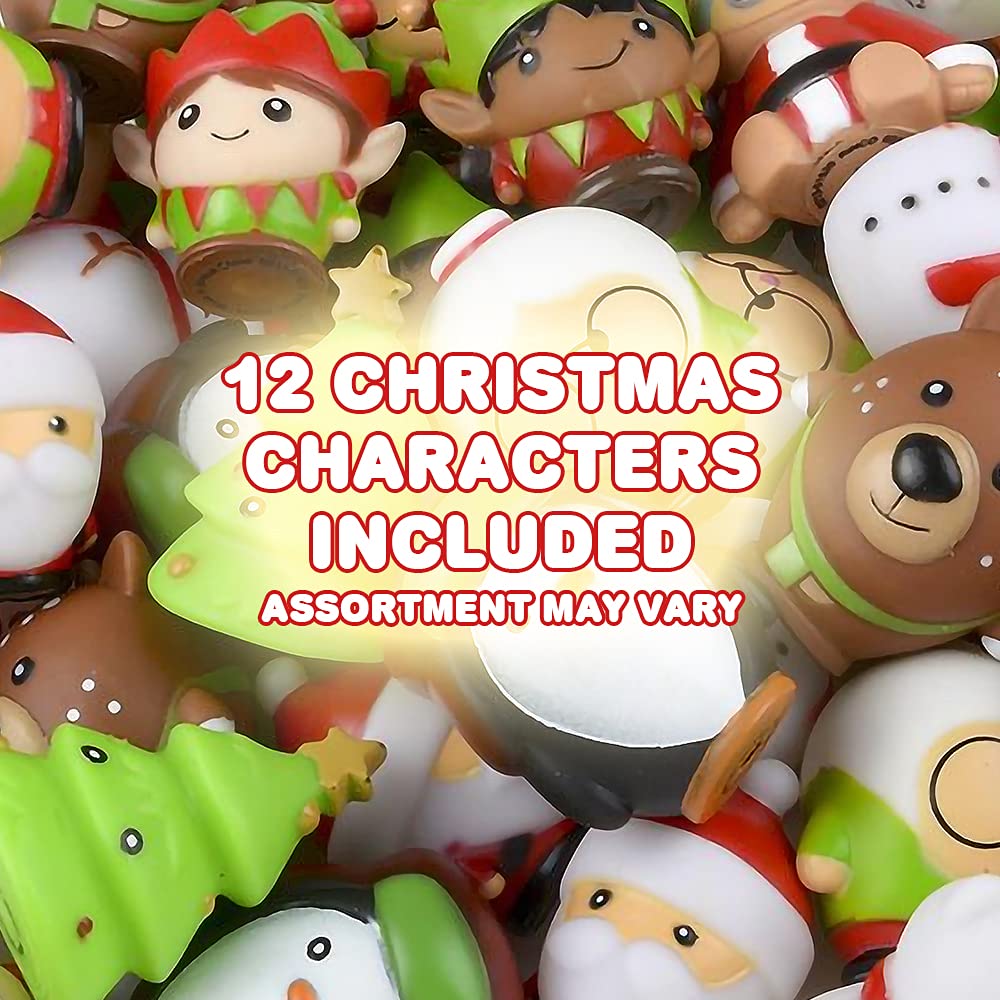 ArtCreativity Christmas Figurines for Kids - 12 Pack Mini Holiday Decorations, Stocking Stuffers, Bath Toys & Party Favors | Perfect for Christmas Decor, Gift Bags & Festive Playtime