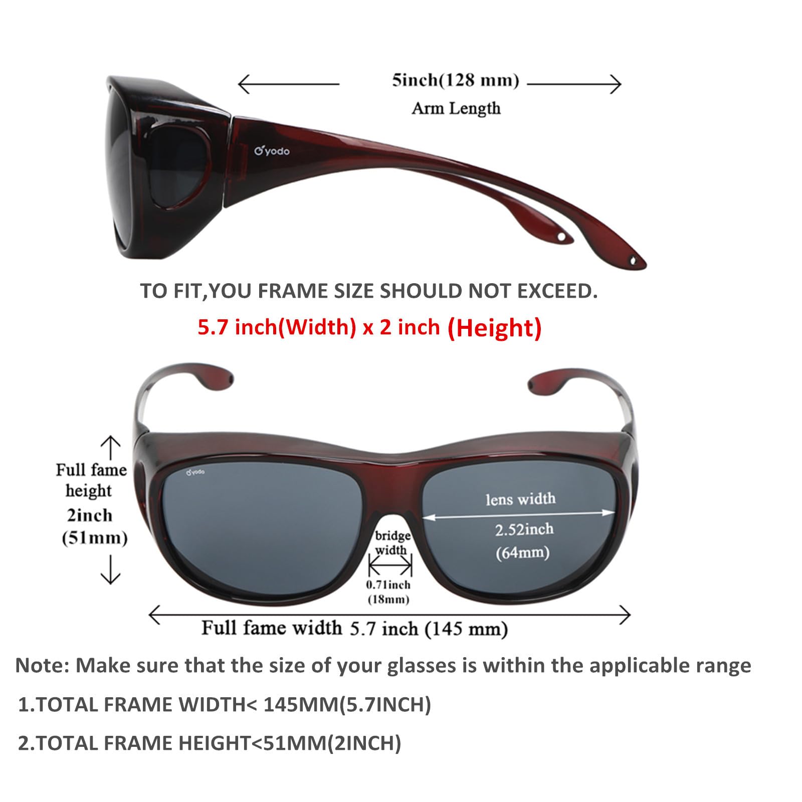 Yodo Fit Over Glasses Polarized Sunglasses for Men & Women - UV Protection, Anti-Glare for Driving, Running, Fishing & Outdoor Activities