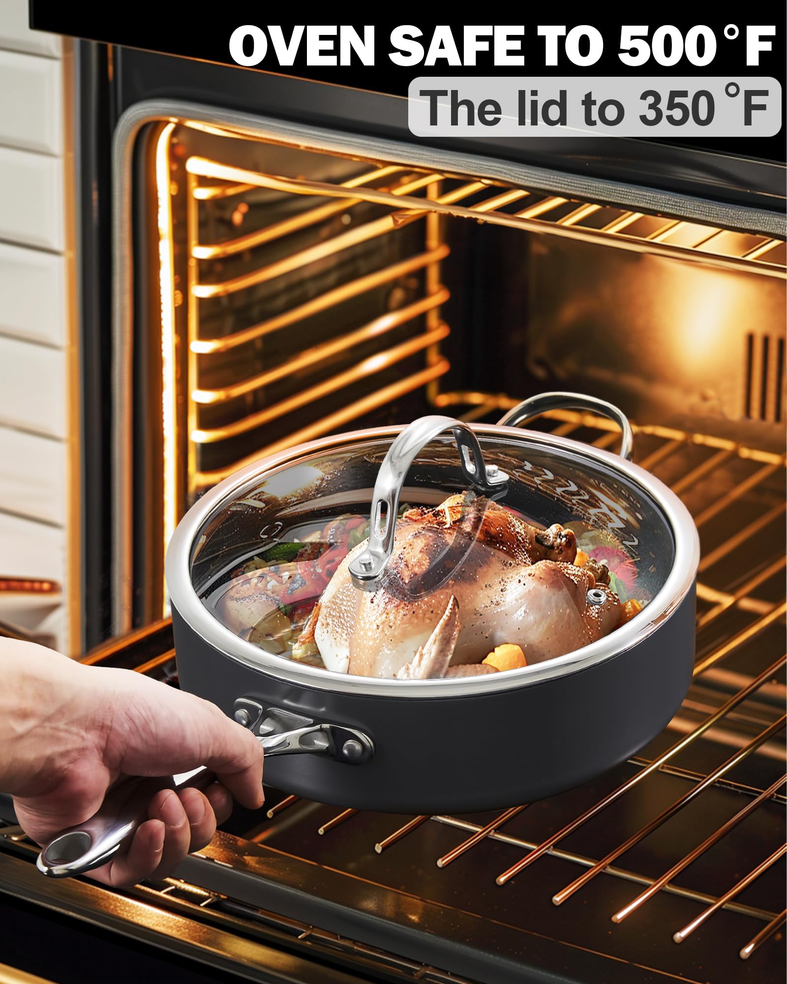 **Cooks Standard 10.5-inch Nonstick Deep Sauté Pan with Lid – 4-QT Hard Anodized Ceramic Induction Cookware – Oven Safe Large Skillet for Frying, Searing & Braising – Perfect for Home Chefs & Professional Kitchens**    *(Use Case: Ideal for frying chicken, searing steaks, braising vegetables, and preparing one-pot meals – great for stovetop, oven, or induction cooking.)*