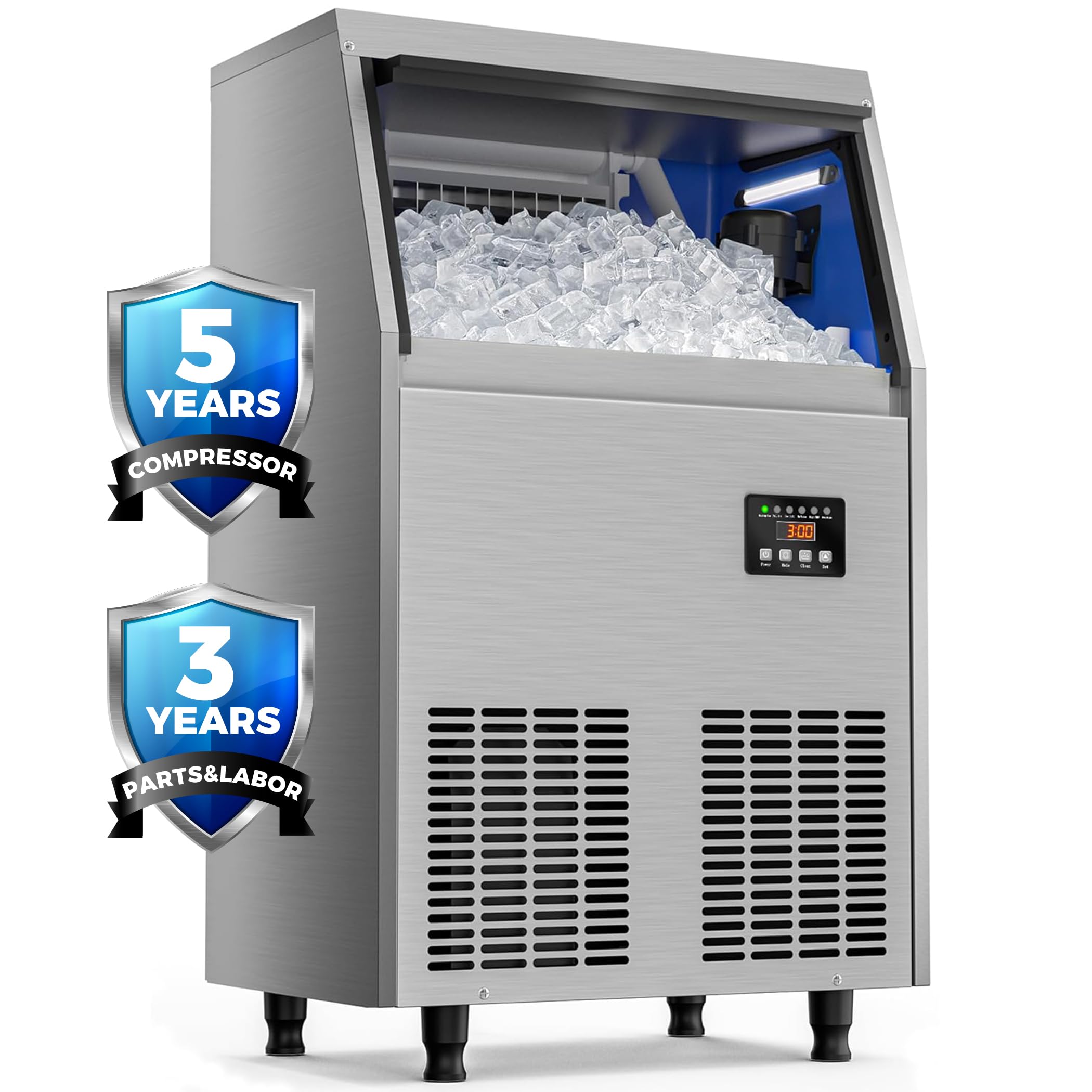 Commercial Ice Maker Machine 150LBS/24H with 35LBS Storage - Freestanding Under Counter Ice Machine for Home Bar, Office, Restaurant | Perfect for Cocktails, Beverages & Food Preservation