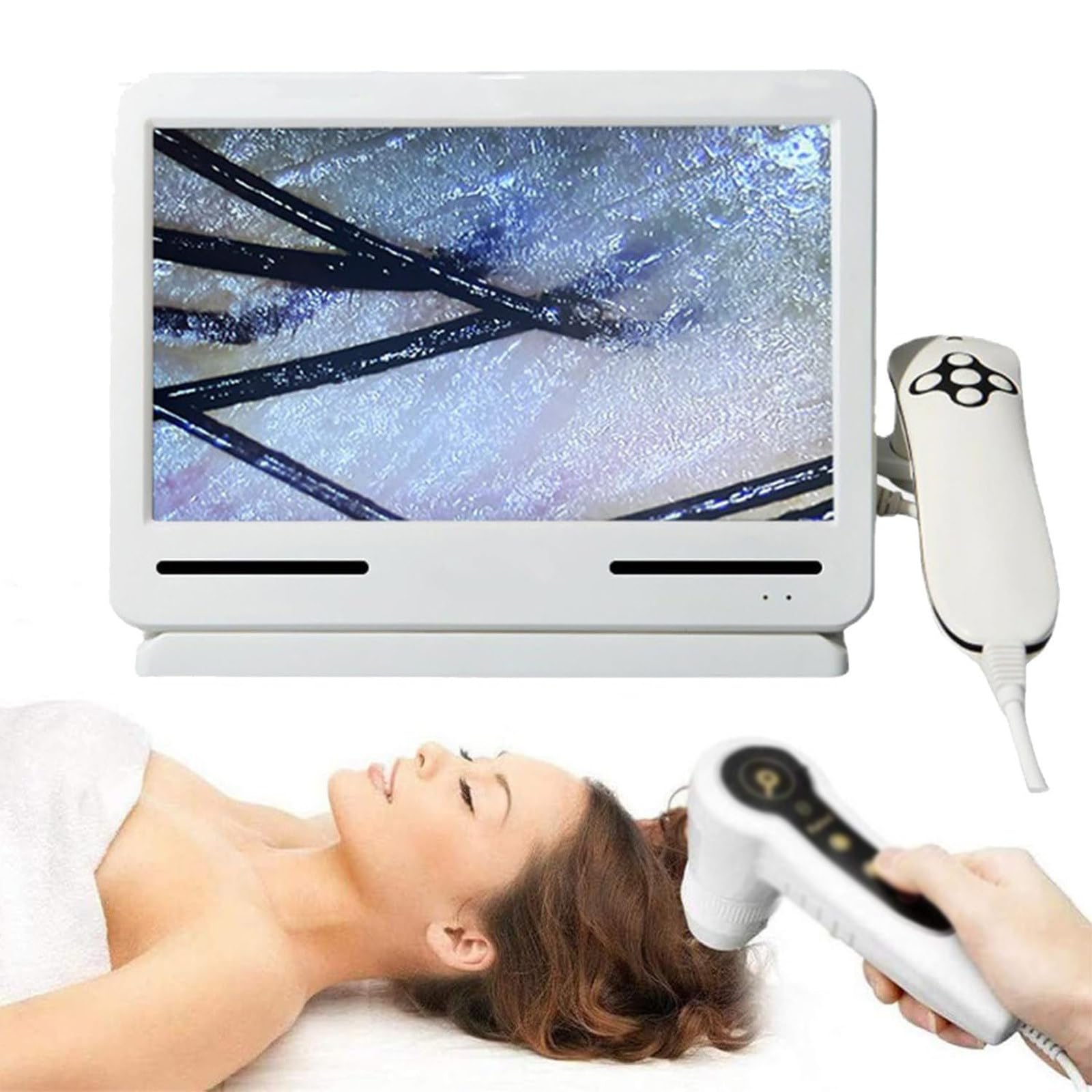 JJENXYYDS 10.1 Inch Digital Hair and Skin Analyzer - 50x/200x Magnification Microscope with Charging for Scalp, Hair Follicle Testing & Skin Analysis - Perfect for Salon, Dermatology Clinics and Home Hair Care