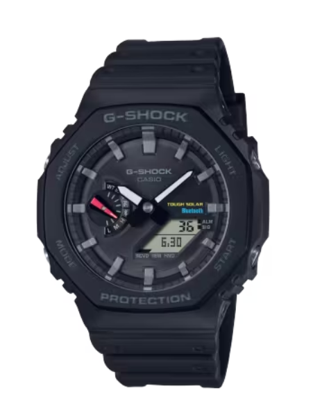 Casio G-Shock GAB2100-1A Tough Solar Analog-Digital Watch with Carbon Core Guard - Durable Black Sport Watch for Outdoor, Hiking & Military Use