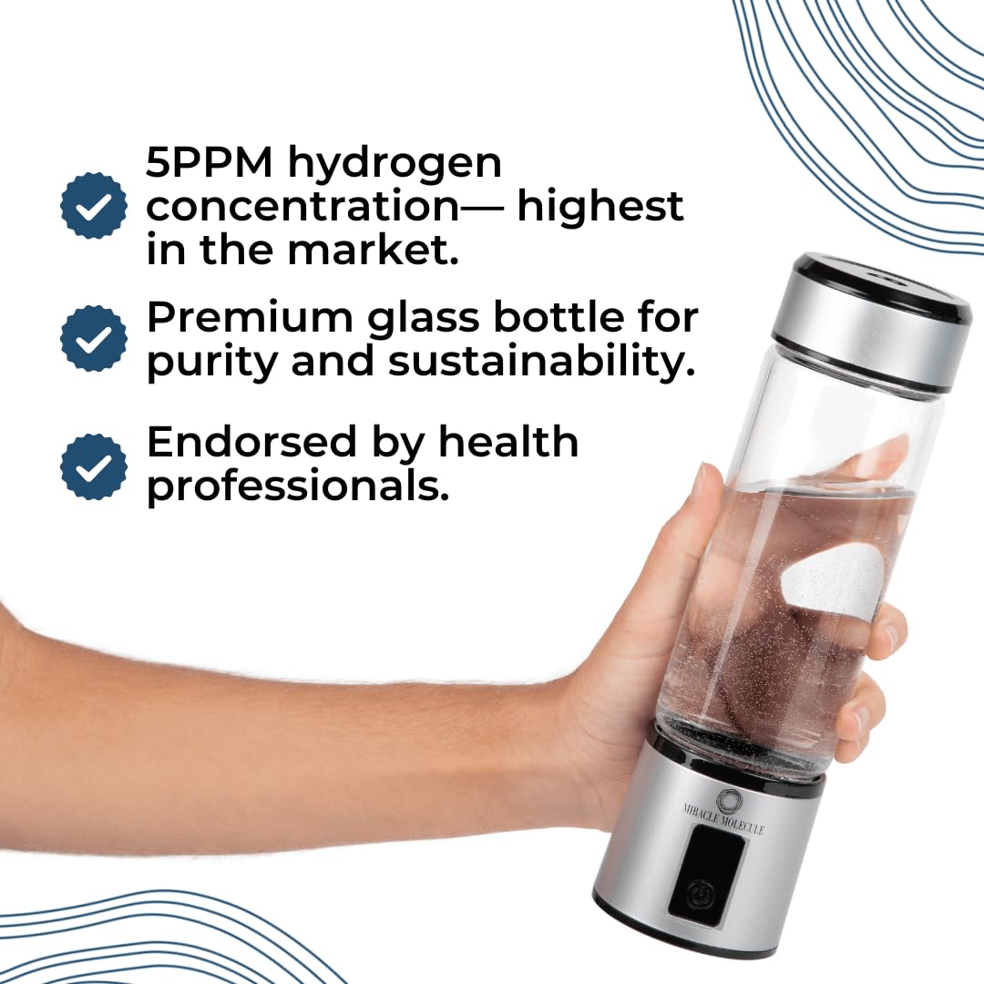 Premium Hydrogen Water Bottle Generator with 5 PPM & SPE 2024 Technology - Pure Hydrogen Infused Water Maker for Hydration, Detox & Wellness - Perfect for Home, Gym, Travel & Office Use