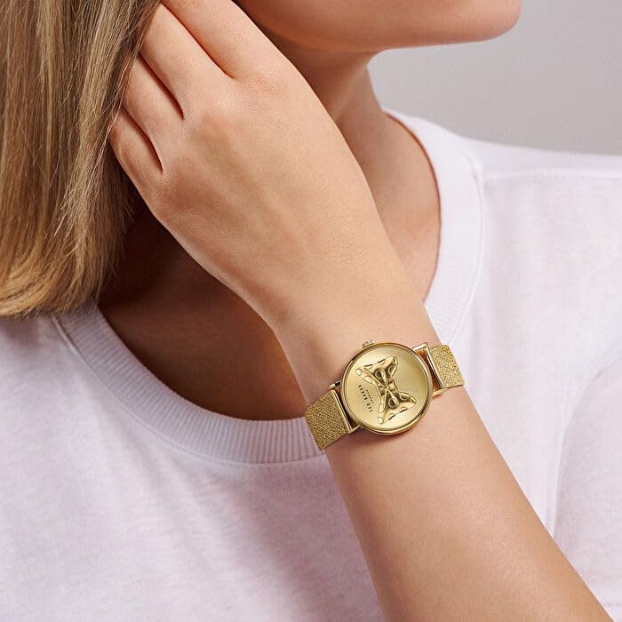 Ted Baker Women's Stainless Steel Yellow Gold Mesh Band Watch BKPPHS3039I - Elegant Fashion Accessory for Work, Parties & Special Occasions