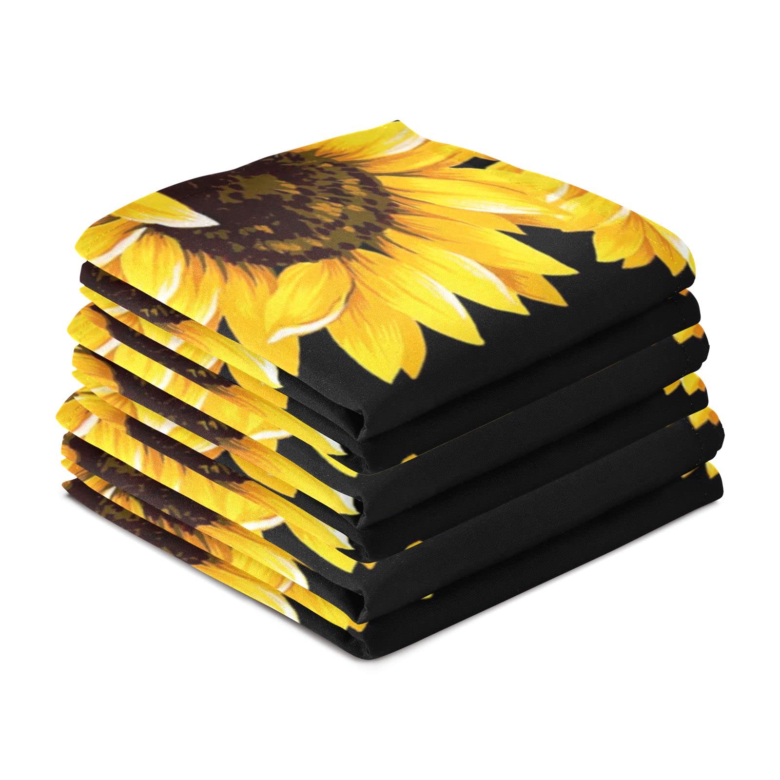 4PCS Sunflower Floral Microfiber Kitchen Dish Towels - Super Soft, Quick Drying, Absorbent (28x18in) - Perfect for Dishes, Hands, Countertops & Home Decor