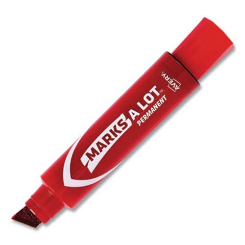 Avery Dennison Jumbo Permanent Marker - Chisel Tip, Bold Red Ink for Office, School & Home Use - Ideal for Whiteboards, Posters & Craft Projects