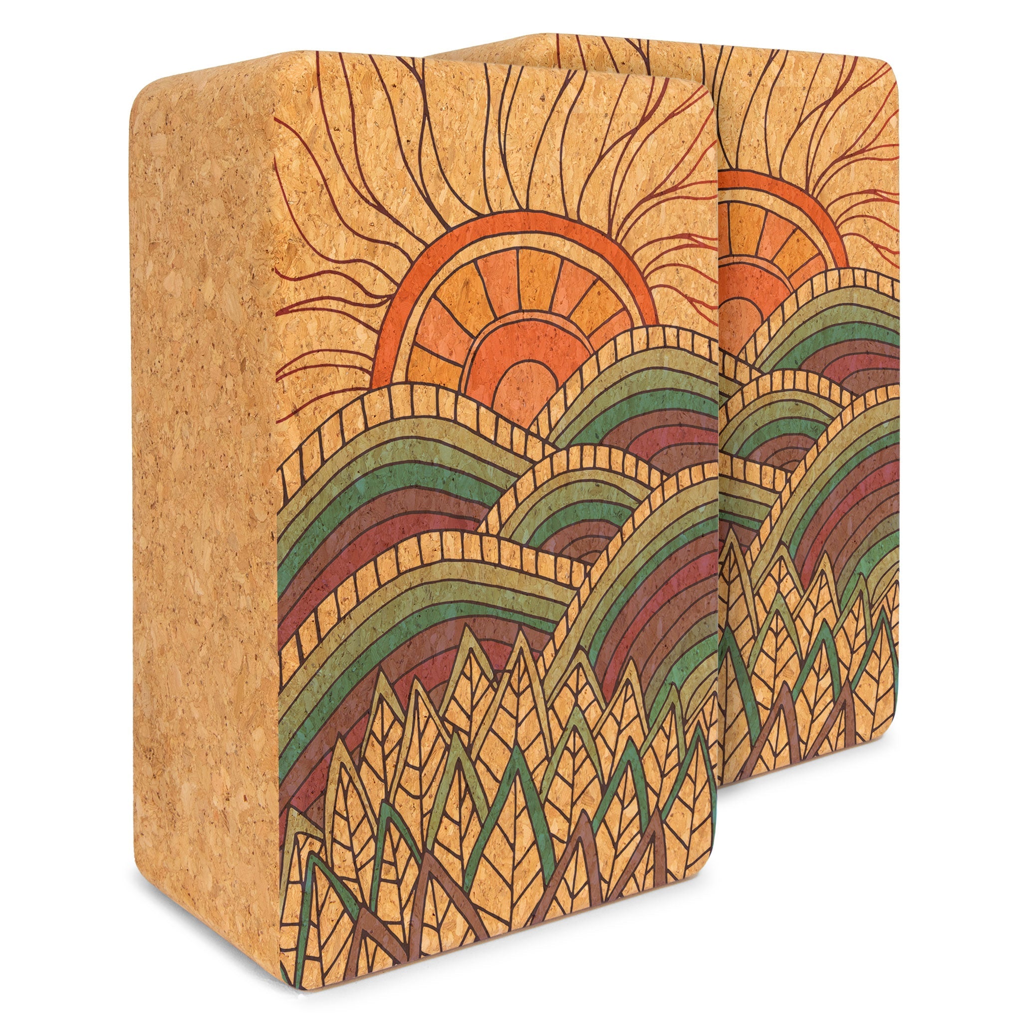 Premium Cork Yoga Blocks Set for Stability & Support - Non-Slip Eco-Friendly Yoga Props for Home Practice, Studio & Gym Workouts