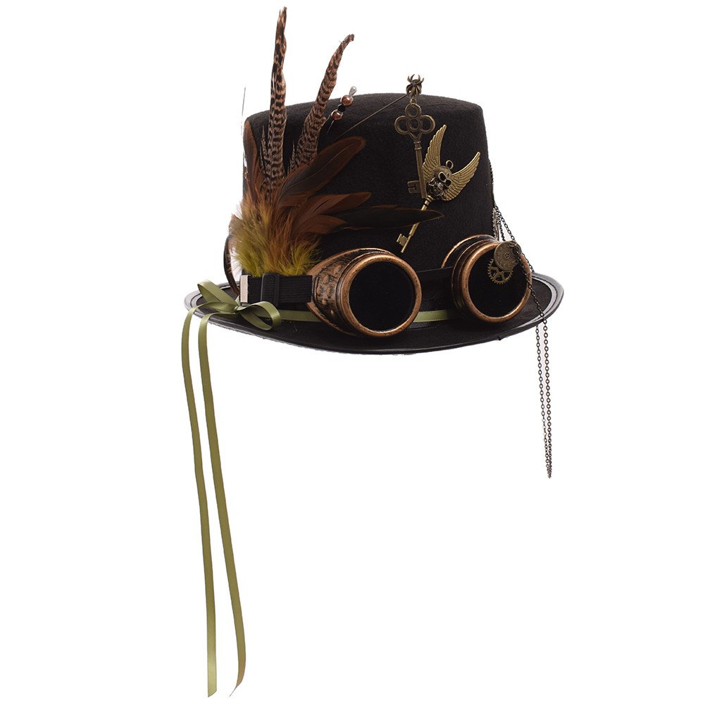 GRACEART Steampunk Top Hat & Bowtie Set for Men & Women | Victorian Gothic Cosplay Costume Accessories | Perfect for Halloween, LARP, Themed Parties & Costume Events