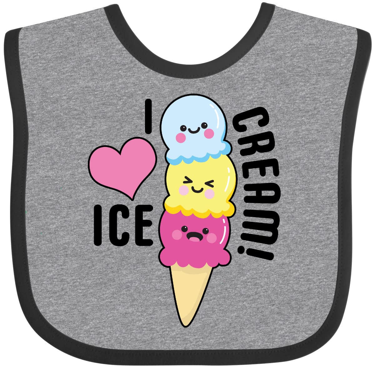Inktastic I Love Ice Cream Cute Ice Cream Cone Baby Bib - Soft & Absorbent Drool Bib for Infants, Perfect for Feeding Time & Messy Eaters