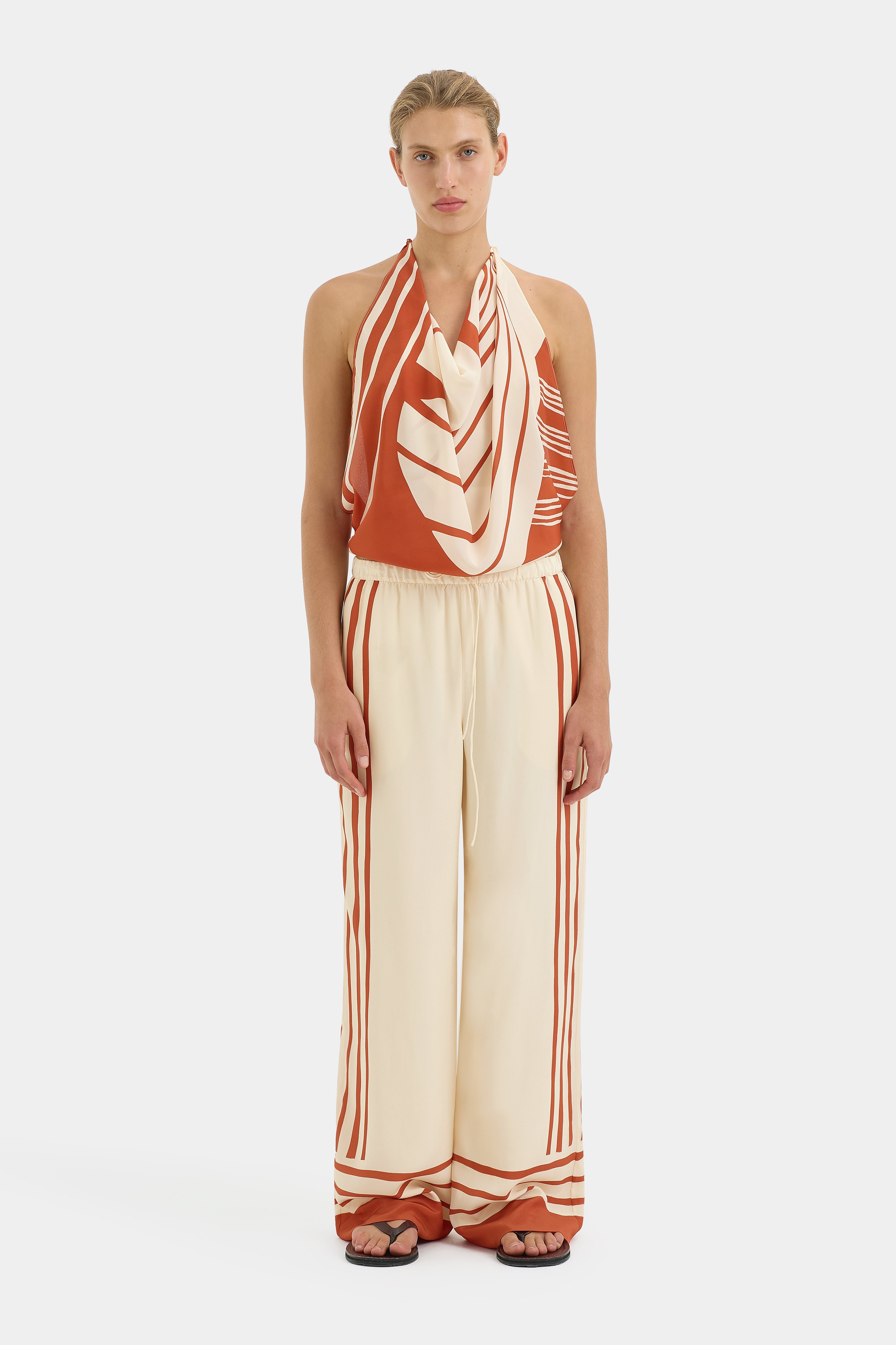 Hibiscus Stripe Calla Scarf - Lightweight Floral Print Shawl for Women, Perfect for Spring Outfits, Beach Cover-Up, and Evening Events