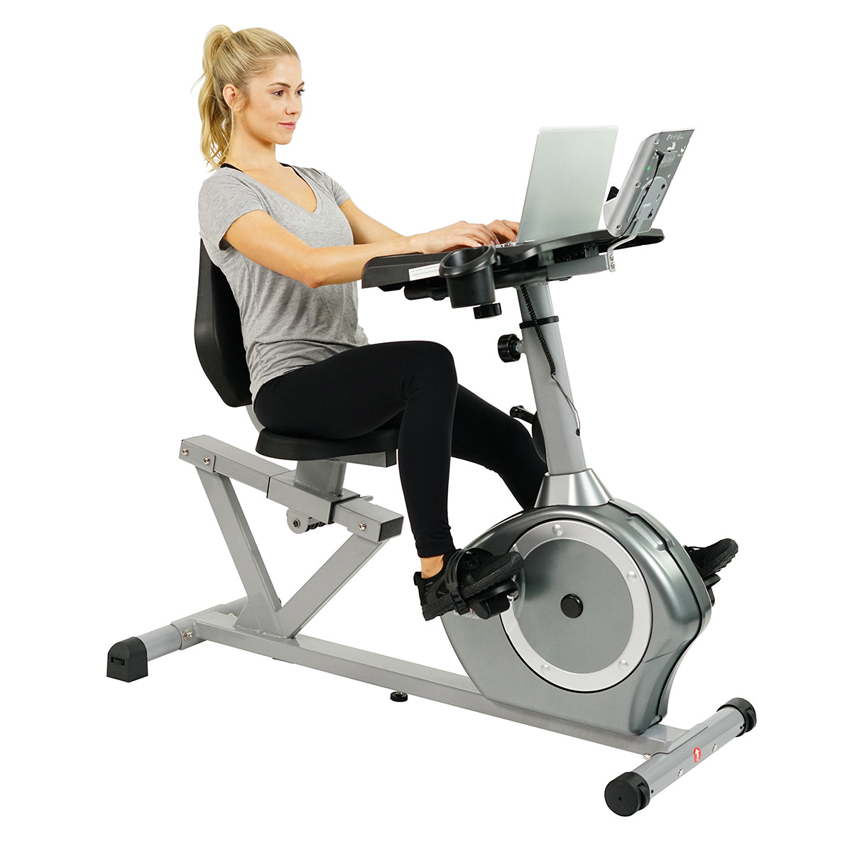 Magnetic Recumbent Exercise Bike with Adjustable Desk - 350 LB Weight Capacity for Home & Office Workout - Perfect for Seniors & Rehab Therapy