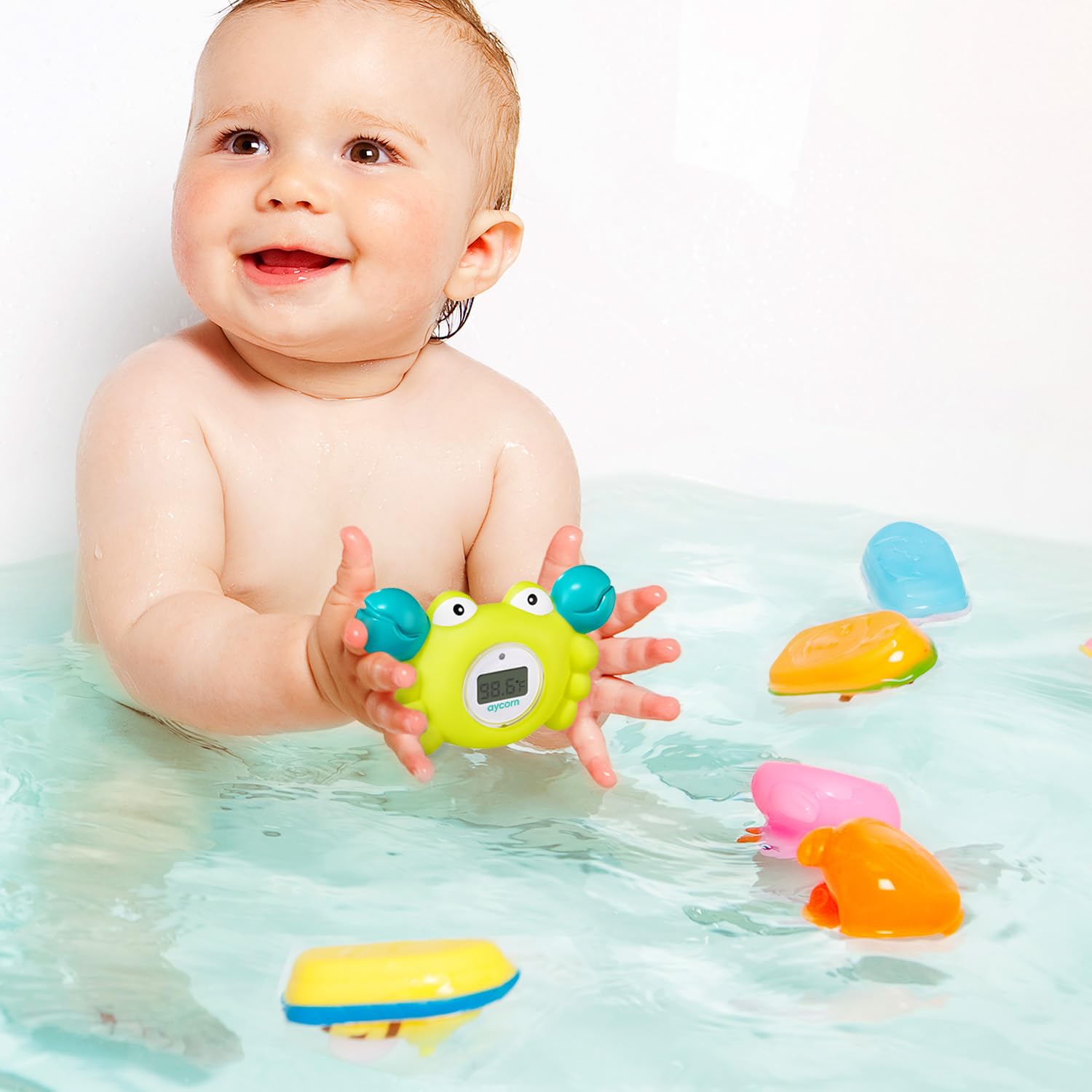 **Aycorn Digital Baby Bath Thermometer – Safe Floating Water & Room Thermometer with LED Display & Temperature Alert – Perfect for Infant Bath Time, Nursery, and Pool Safety**