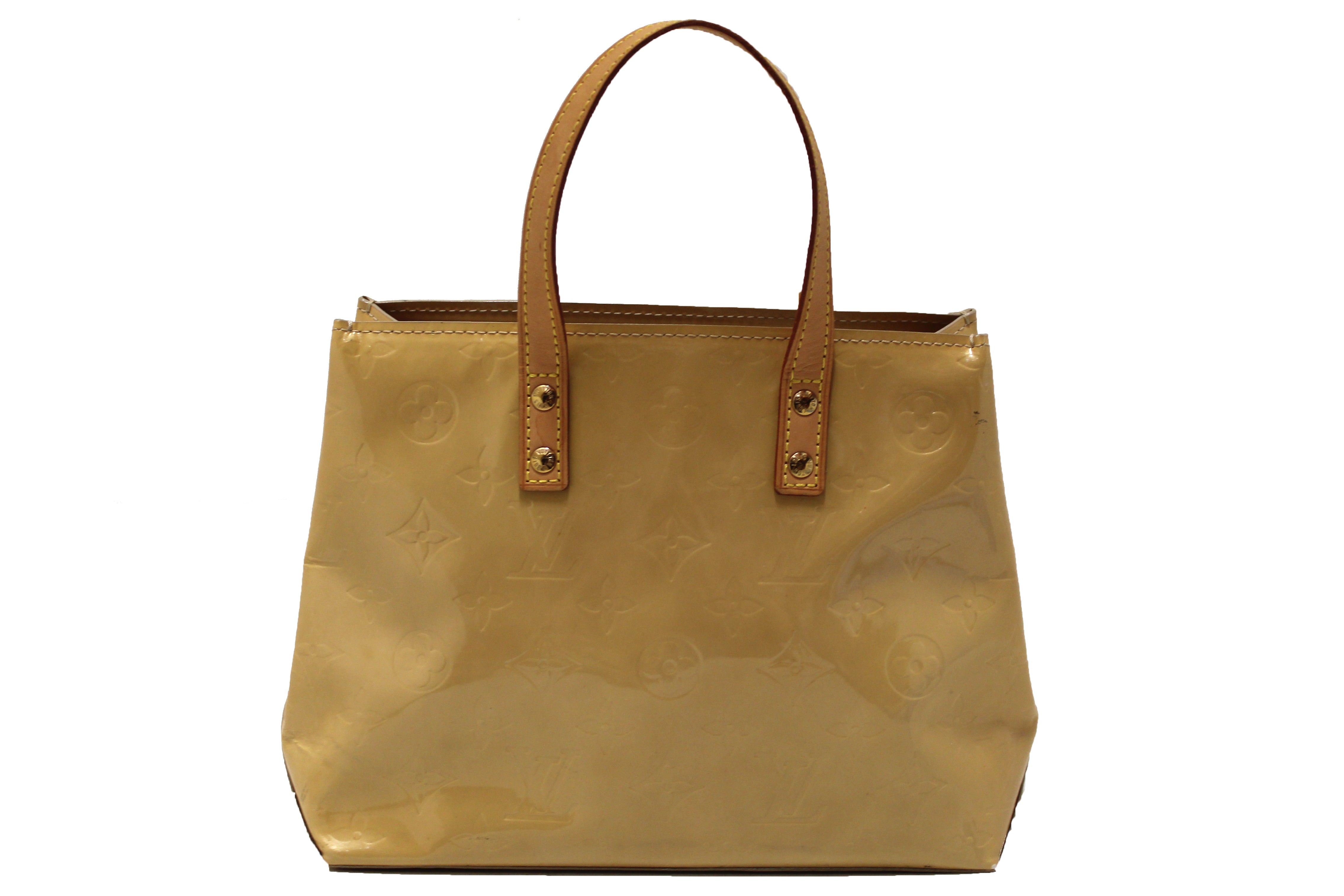 Authentic Louis Vuitton Beige Monogram Vernis Patent Leather Reade PM Handbag - Luxury Designer Crossbody Bag for Women, Perfect for Work, Travel & Evening Events