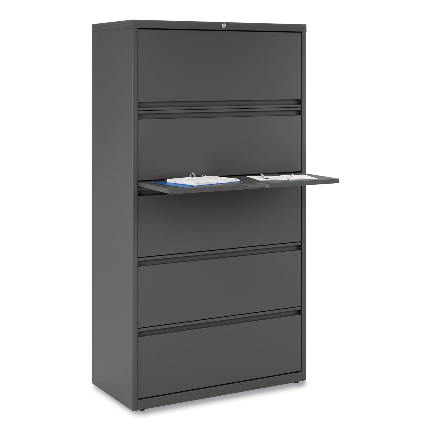 Alera® 5-Drawer Lateral File Cabinet - Legal/Letter/A4/A5 Size - Black - 36