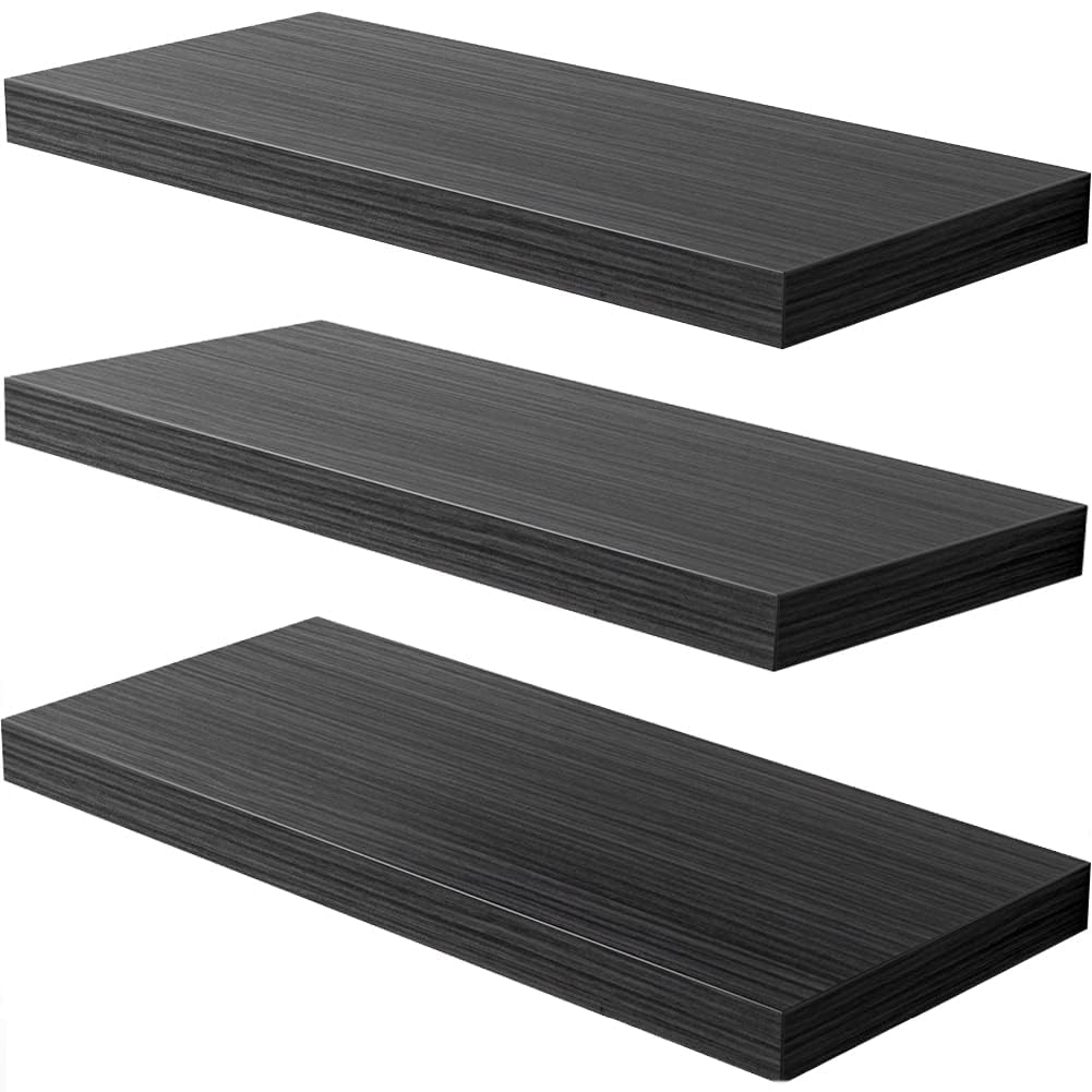 3-Pack Dark Wood Floating Shelves Set - 24