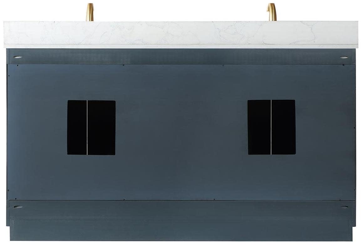 Gazsi 60 Inch Double Sink Bathroom Vanity Set in Charcoal Blue - No Mirror Included | Modern Bathroom Furniture for Master Bath & Guest Bath Remodel