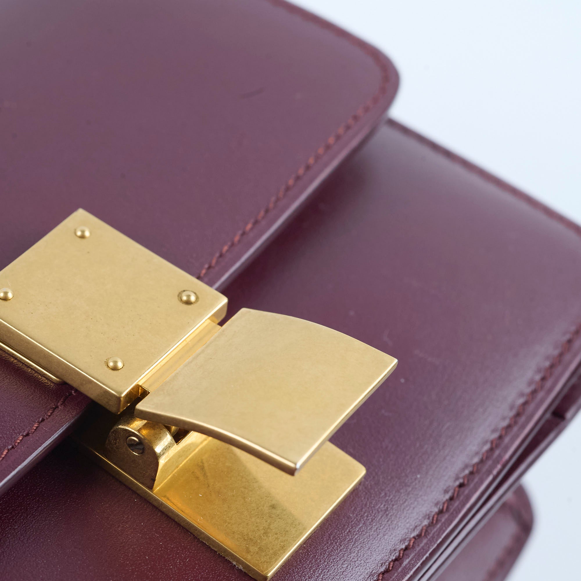 Celine Mini Box Bag in Burgundy - Stylish Leather Crossbody Purse for Women | Perfect for Work, Date Night & Travel