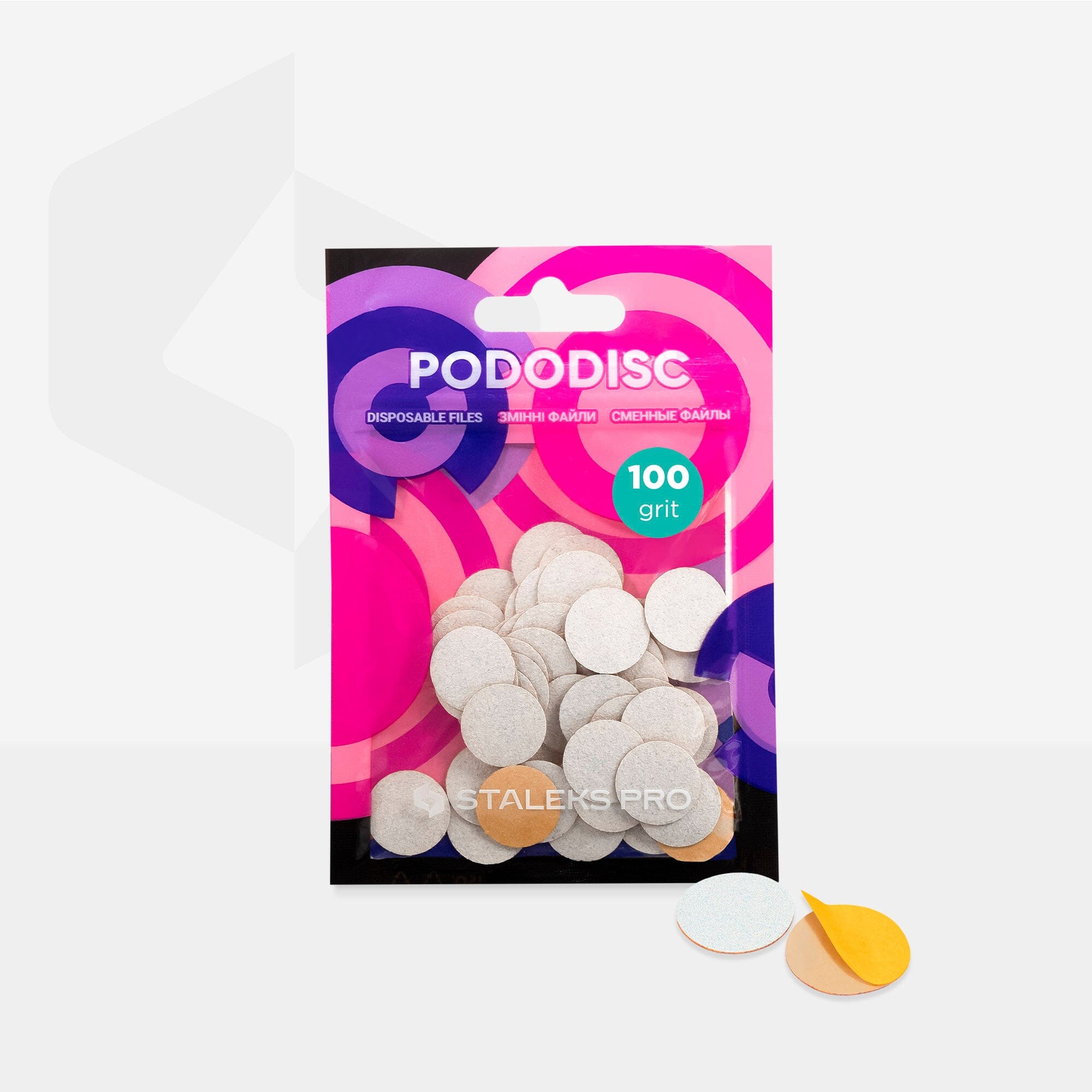 Staleks Disposable Thin White Pedicure Files - 50 Pack of 100 Grit PODODISC S for Professional Nail Care | Perfect for Salon, Spa & Home Use
