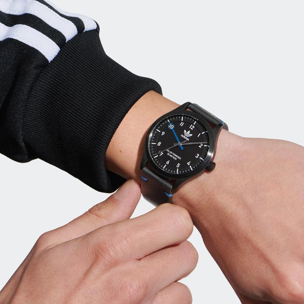 Adidas Originals Unisex Black Dial Leather Strap Watch AOST23046 - Stylish Casual & Sports Wear for Men and Women
