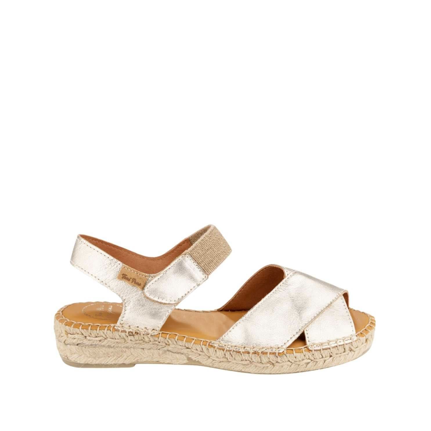 Women's Metallic Leather Wedge Espadrilles - Emily P Comfortable Summer Sandals for Beach, Party & Casual Outings