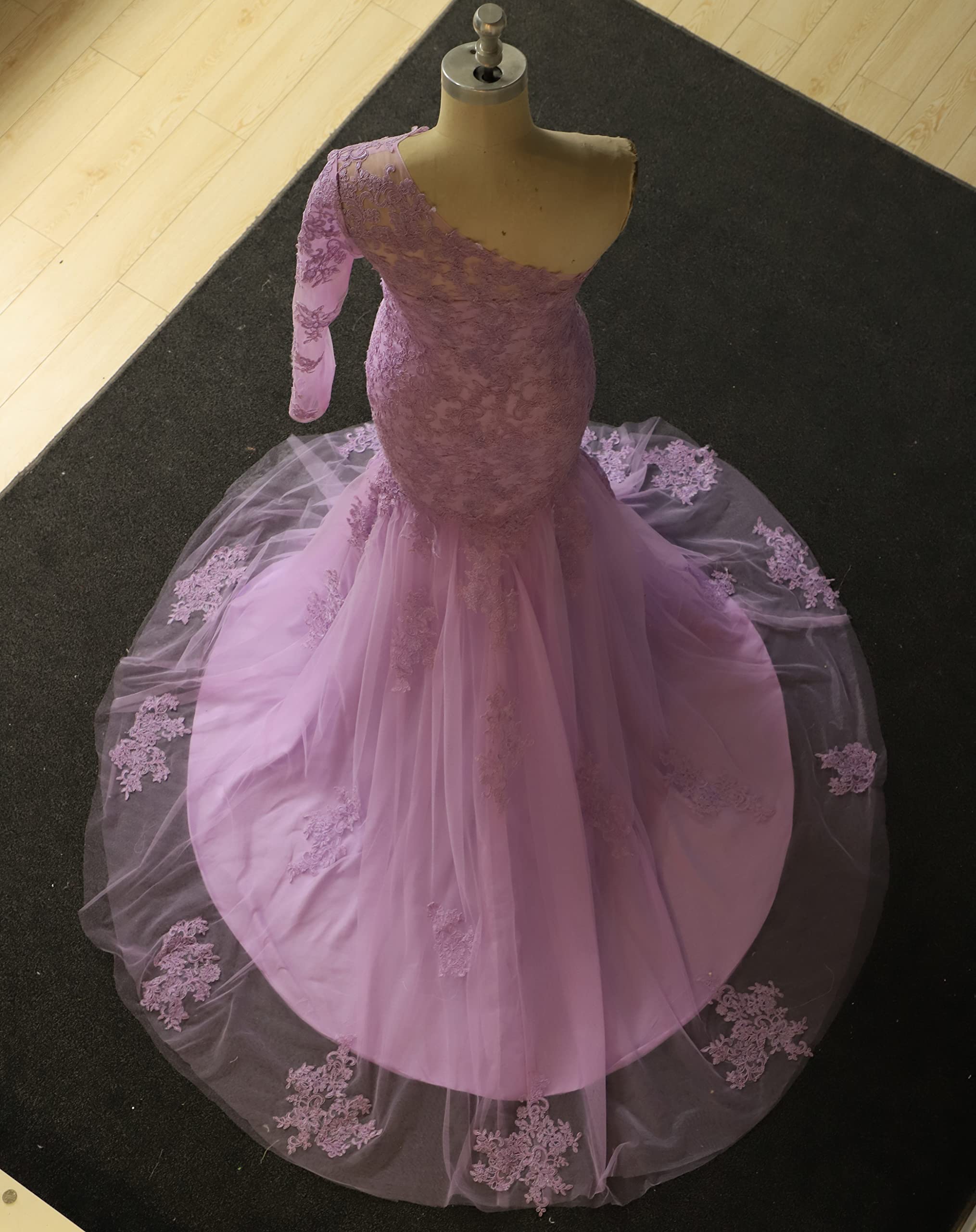 Elegant Purple Lace One Shoulder Mermaid Wedding Dress for Women - Perfect for Prom, Evening Gala & Black Tie Events
