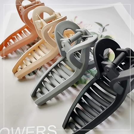 8 PCS Matte Hair Claw Clips for Women - Medium Size Plastic Hair Clips for Thick Long Hair, Perfect for Ponytails, Buns and Everyday Hairstyles