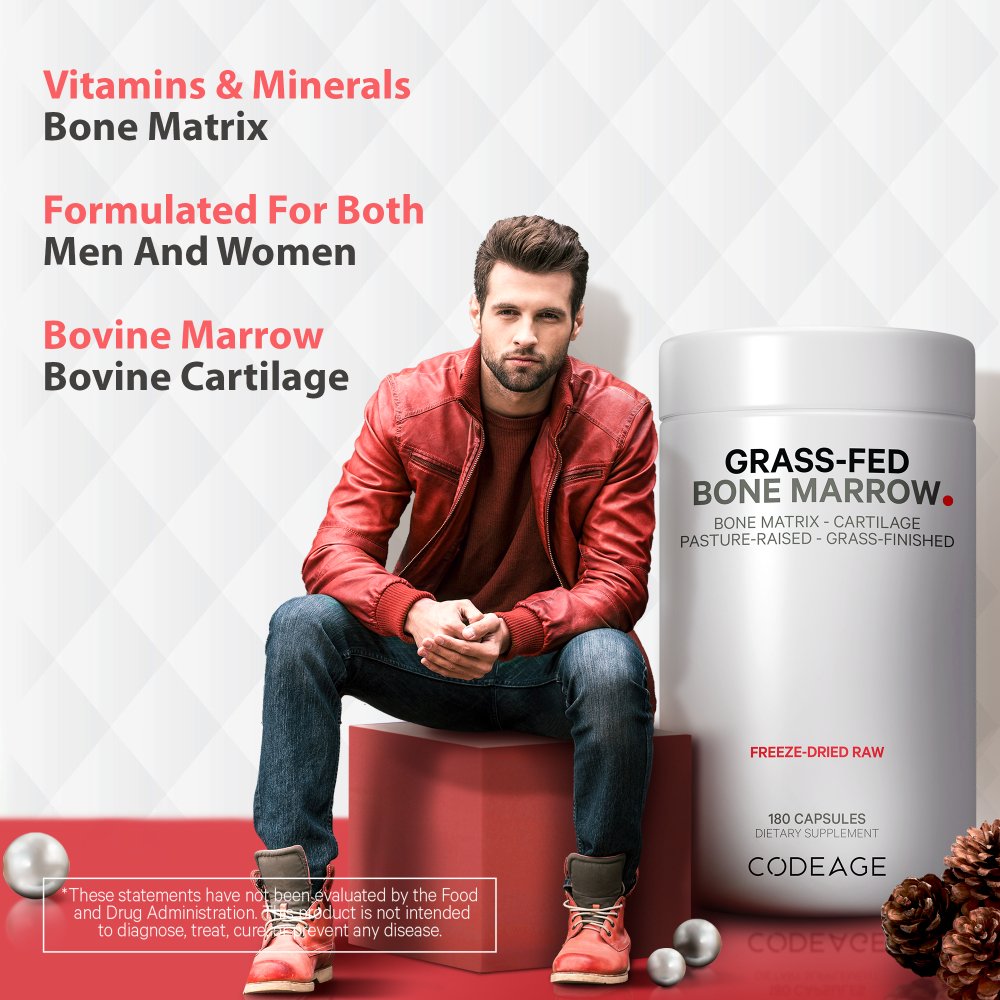Codeage Grass Fed Bone Marrow Supplement - 100% Pure, Supports Joint & Immune Health - Ideal for Keto, Paleo & Fitness Enthusiasts