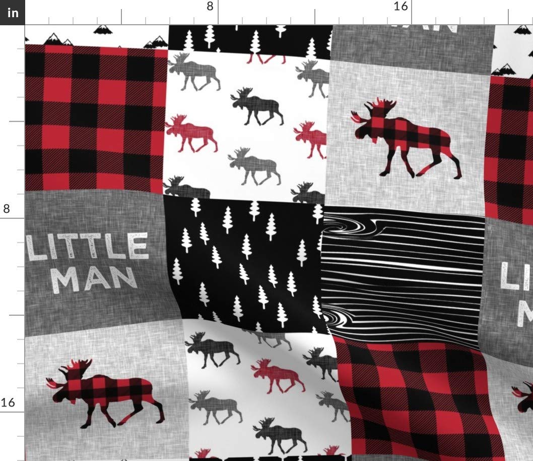 Premium Spoonflower Fabric - Woodland Buffalo Plaid Moose Print on Petal Signature Cotton by The Yard for Quilting, Sewing & DIY Crafts | Perfect for Camping Decor, Apparel & Home Décor