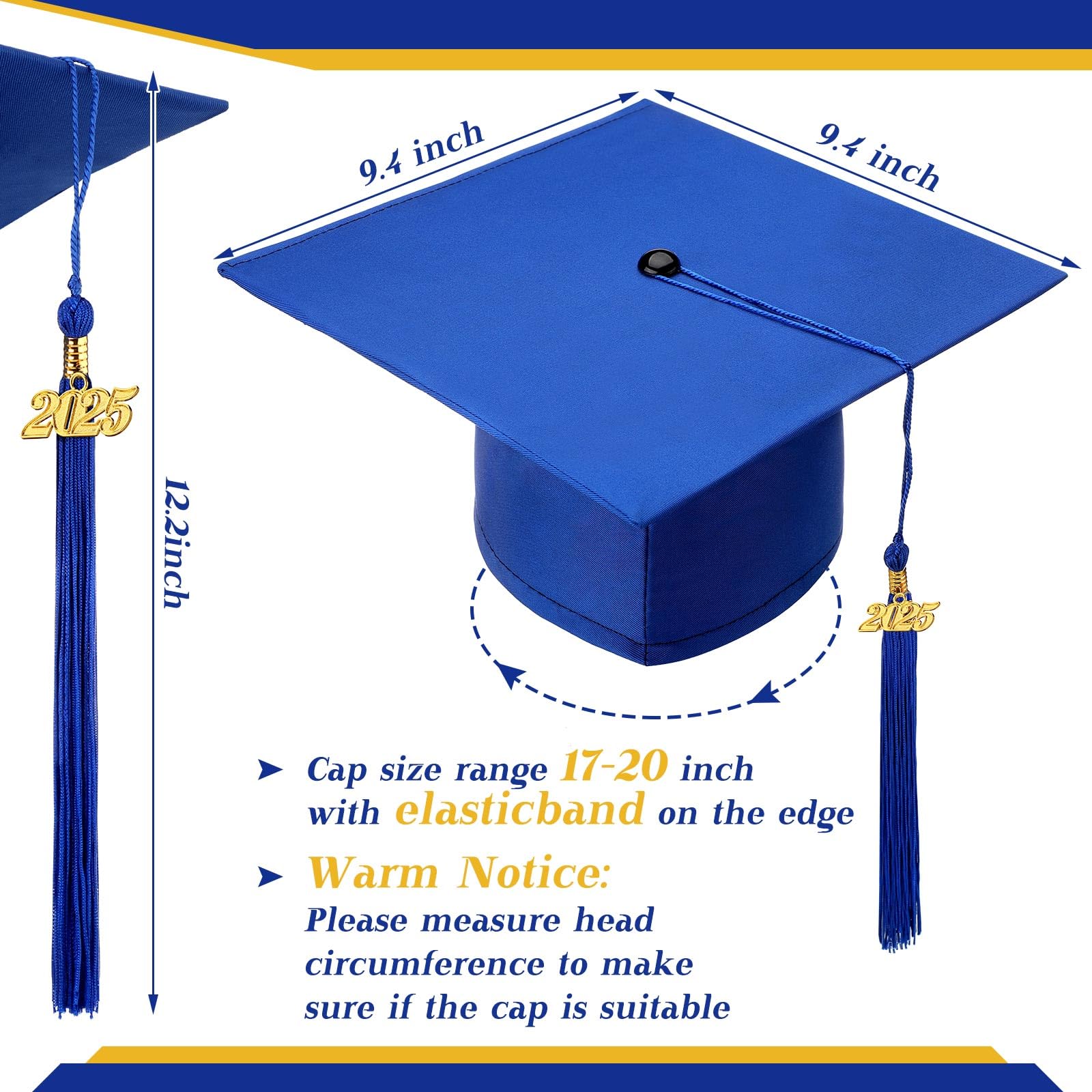 Berlune 2025 Preschool Graduation Caps Bulk Pack - Child Size Kindergarten Graduation Hats with Metal 2025 Tassel - Perfect for Preschool Ceremonies, Photo Shoots & Graduation Parties