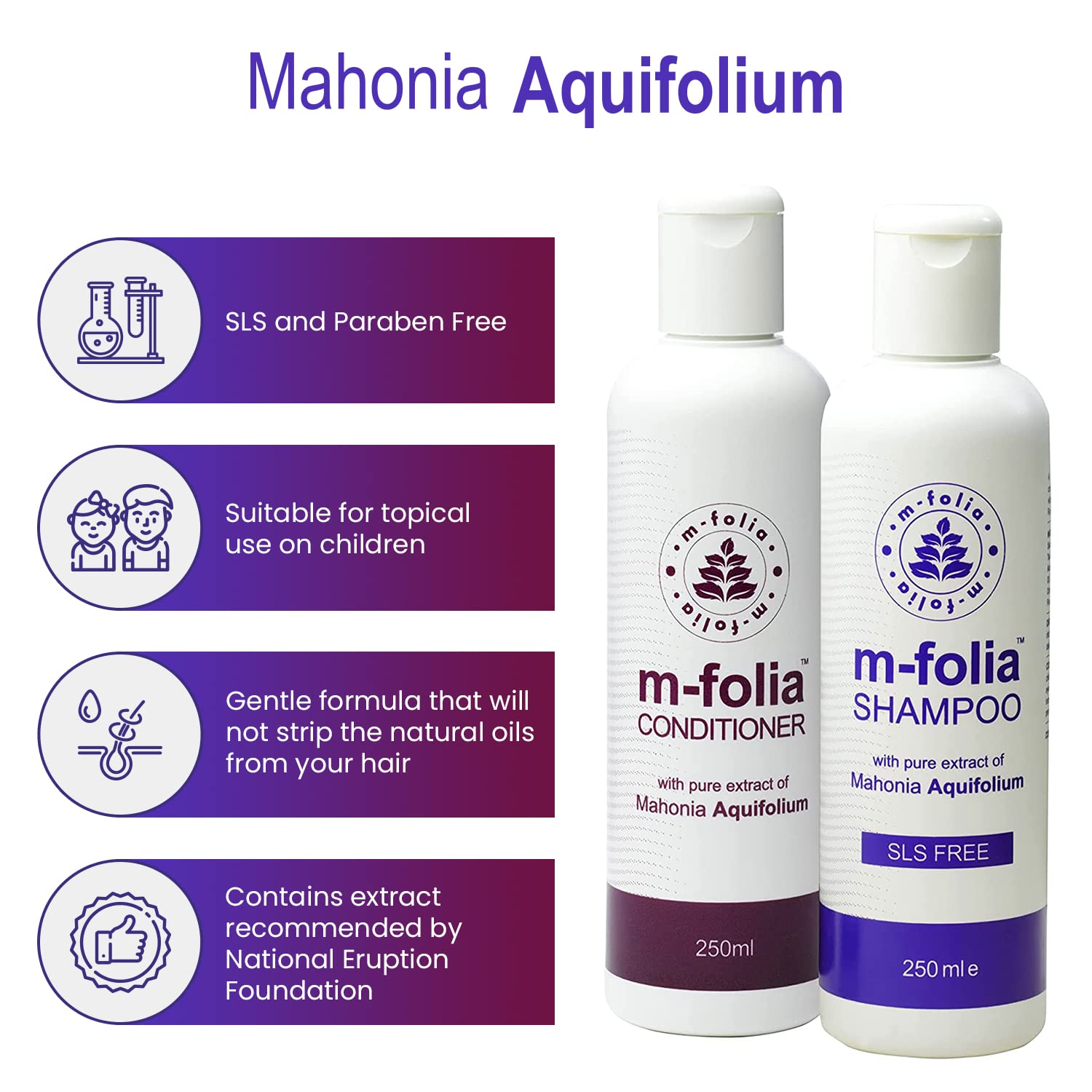 M-FOLIA Shampoo & Conditioner Set for Scalp Psoriasis & Eczema - 250ml Light Cream Rinse Treatment - Soothes, Rejuvenates & Clears Scalp - 10% Savings - Ideal for Sensitive Scalp Care & Daily Hair Nourishment