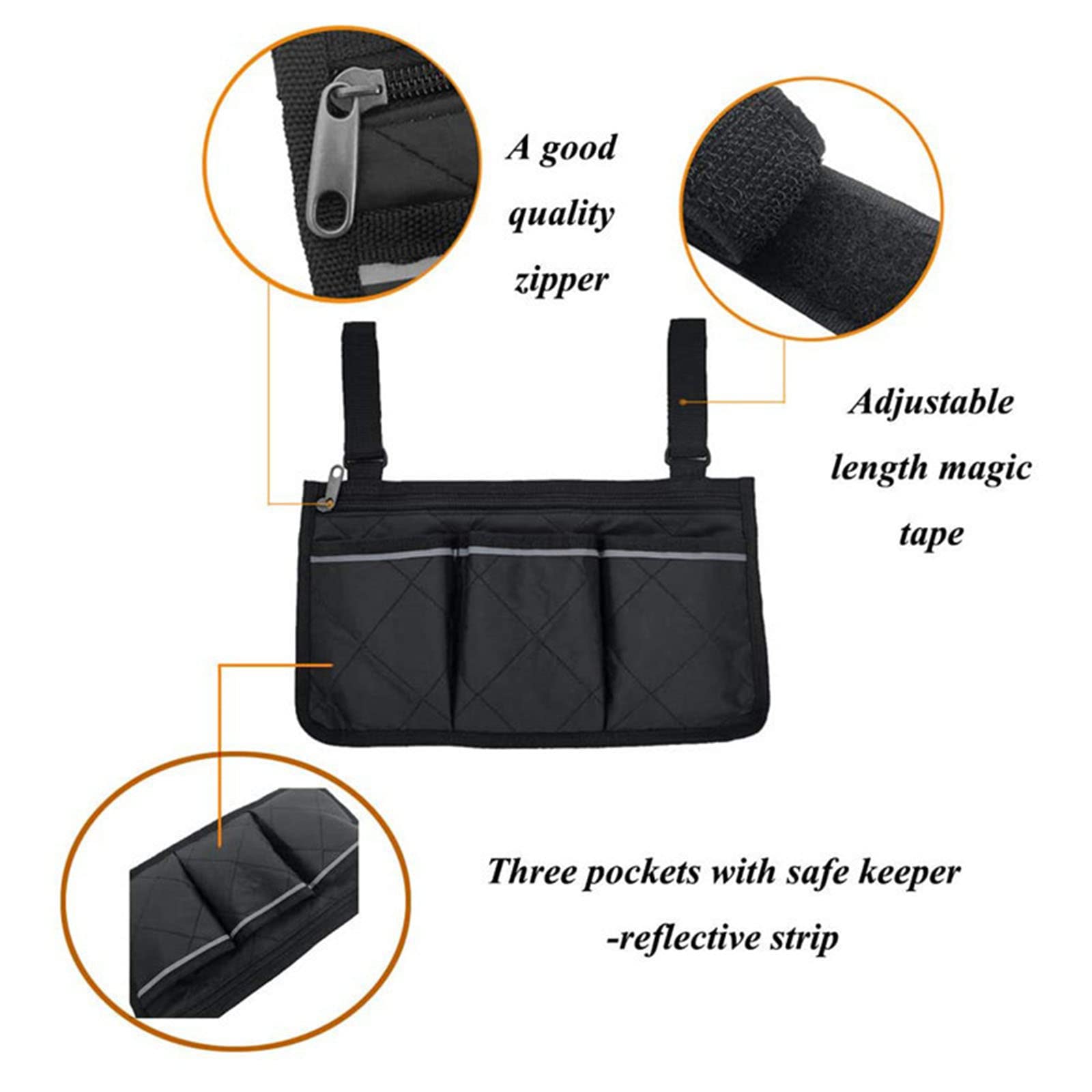 Waterproof Wheelchair Side Storage Bag - Multifunctional Organizer for Walkers, Rollators & Scooters - Durable Armrest Pouch for Daily Essentials - Perfect for Outdoor Activities, Shopping & Travel
