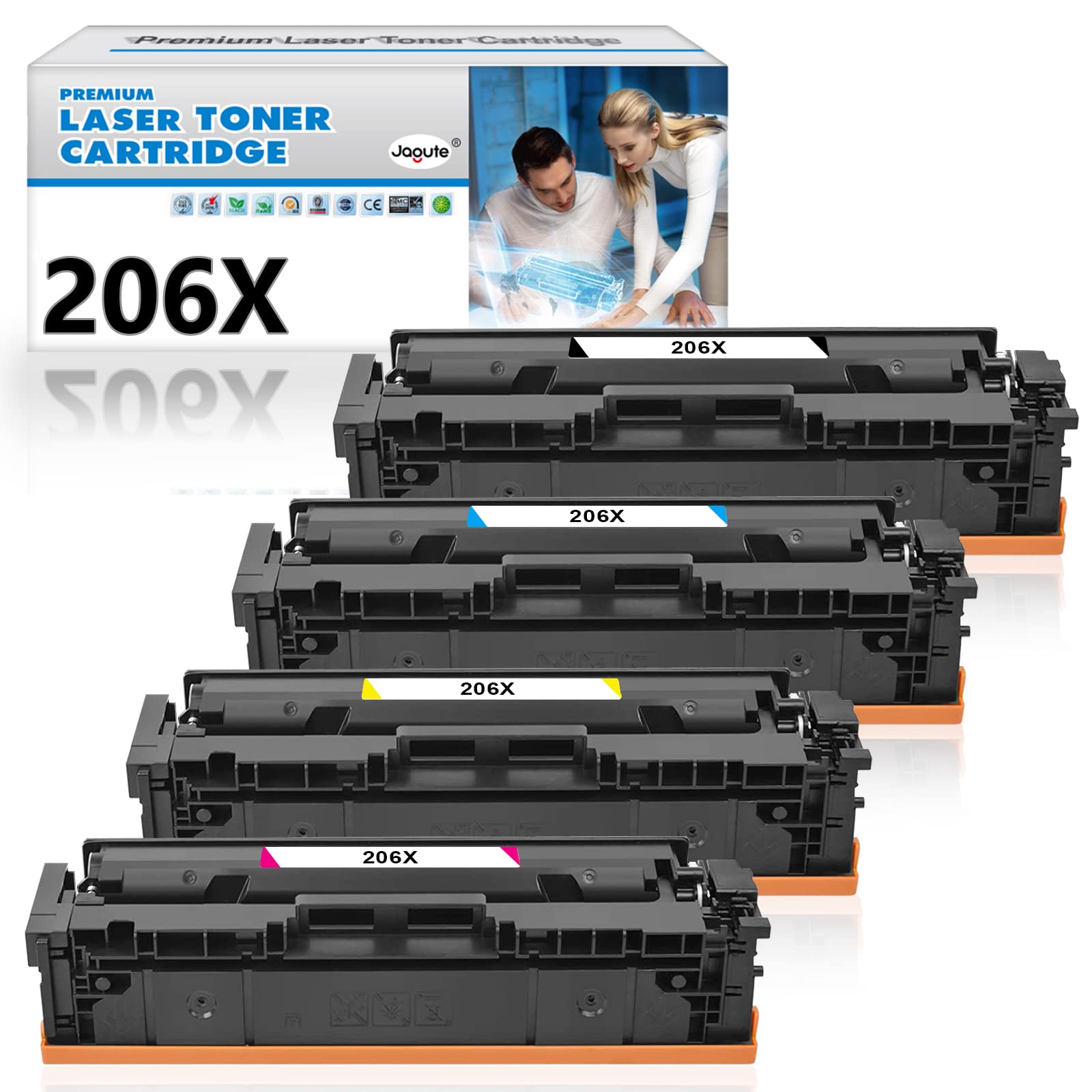 Jagute Compatible Toner Cartridge Replacement for HP 206X/206A W2110A/W2110X - Works with HP Color Pro MFP M283fdw/M283cdw/M255dw/M283/M255 Printers - High-Quality Printing for Office & Home Use