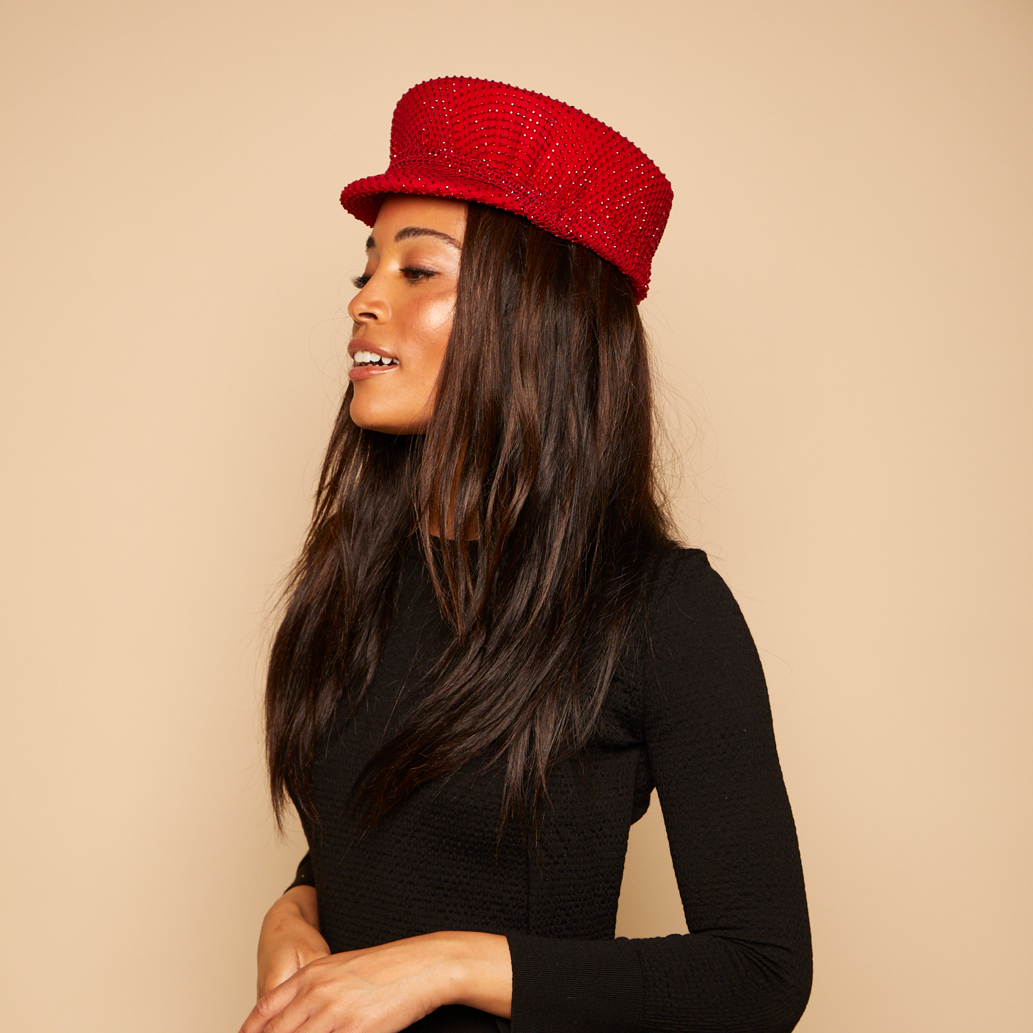 Sabrina Crystal Wool Felt Cap for Women - Elegant Winter Hat with Rhinestone Embellishment - Perfect for Cold Weather, Outdoor Activities, and Fashion Accessories