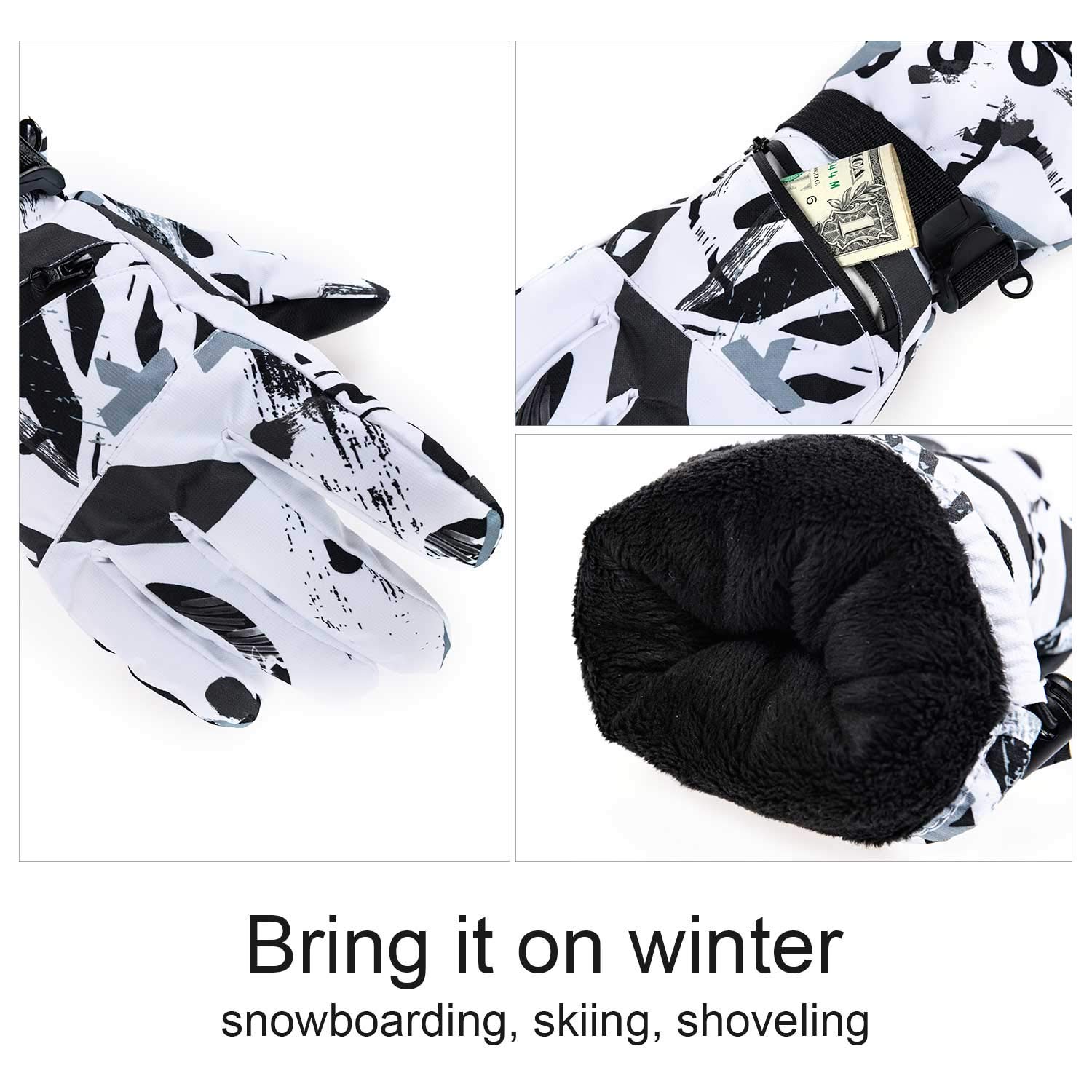 Waterproof Touchscreen Ski Gloves for Men & Women - Winter Snow Gloves for Skiing, Hiking & Motorcycle Riding - Cold Weather Outdoor Sports Accessories