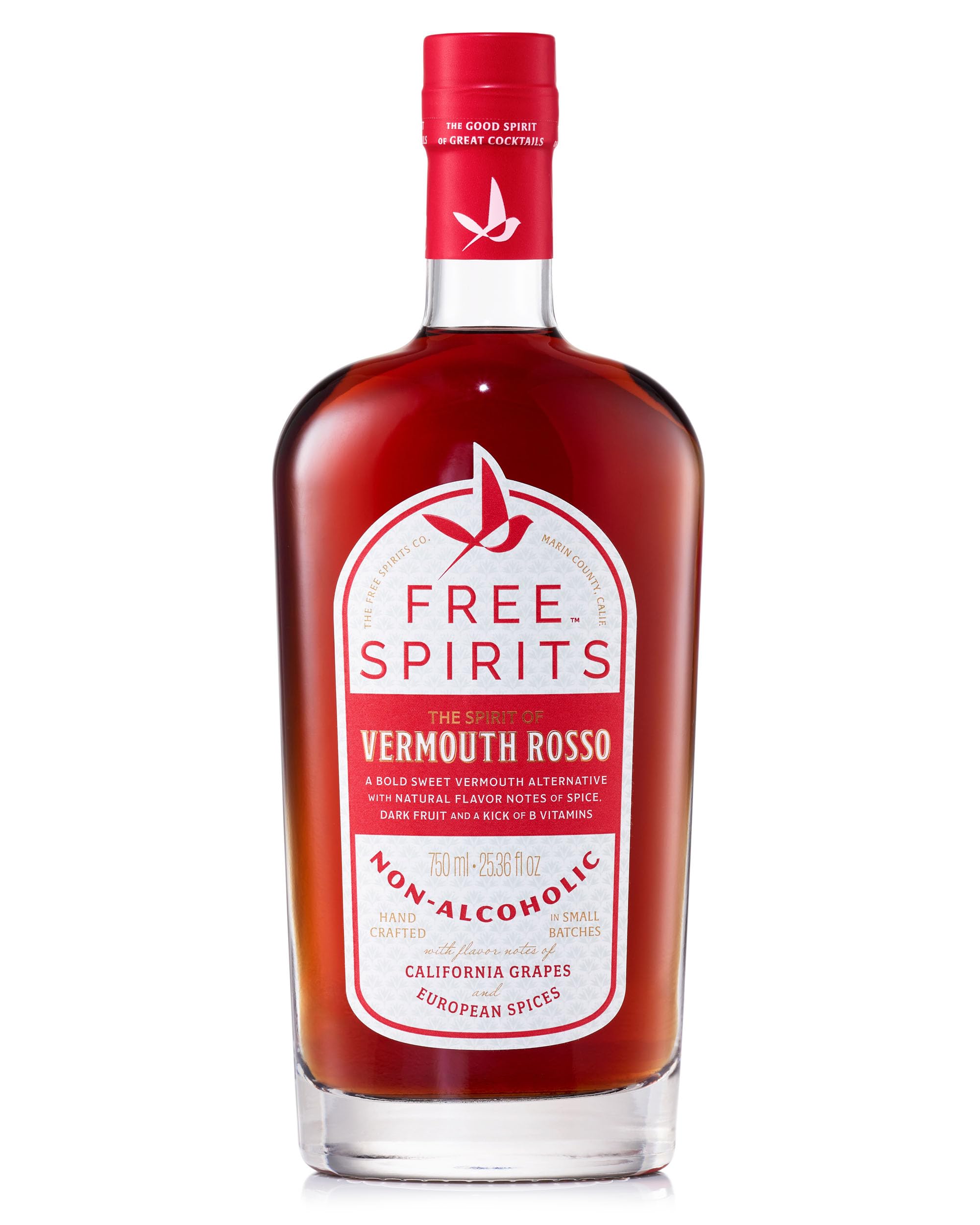 **Free Spirits Non-Alcoholic Vermouth Rosso – Award-Winning Alcohol-Free Sweet Vermouth – Vegan, Gluten-Free, Low-Calorie with Added Vitamins – 750ml Bottle for Mocktails, Cocktails & Healthy Lifestyle**    *(Perfect for Parties, Mocktail Mixing, or Enjoying a Sophisticated Alcohol-Free Beverage at Home)*