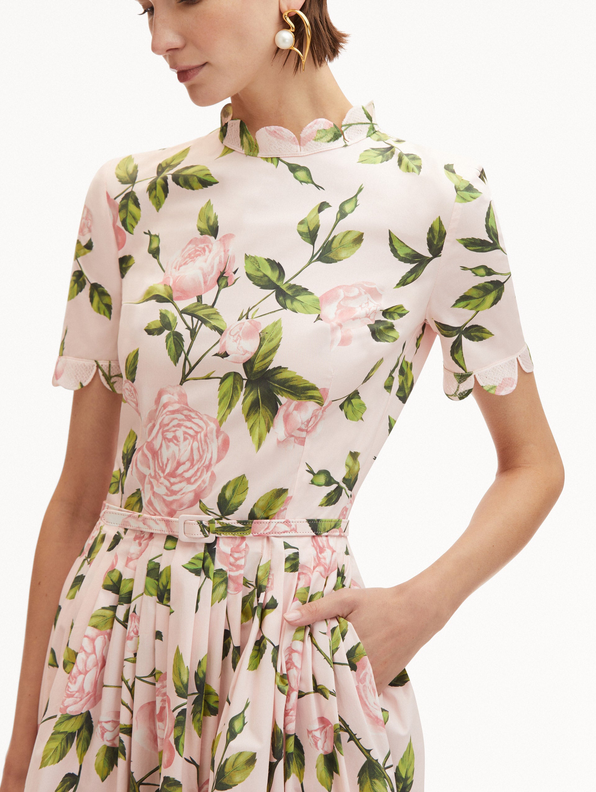 English Rose Cotton Poplin Dress - Floral Summer Dress for Women | Perfect for Garden Parties, Weddings & Brunch Dates