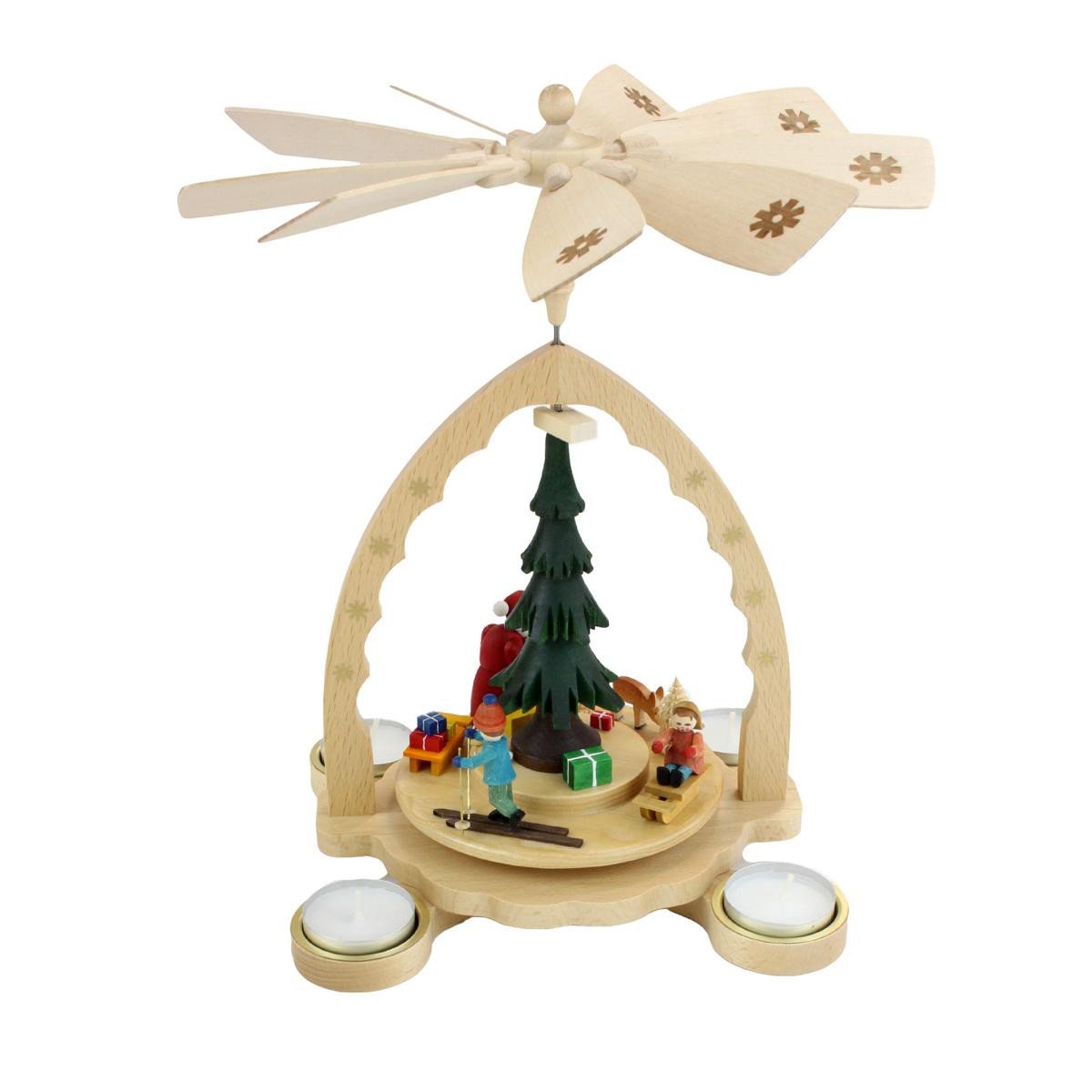 1-Tier Pyramid Christmas Tree Candle Holder for Tea Lights - 27cm/10.7in Forest Green - Perfect for Holiday Table Decor & Winter Centerpieces