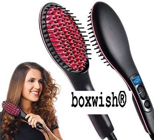CHEM-AB ENTEREPIRSE® Simply Hair Straightener Brush - Black Hair Straightening Brush for Women | Quick & Easy Styling for Home, Travel & Salon Use