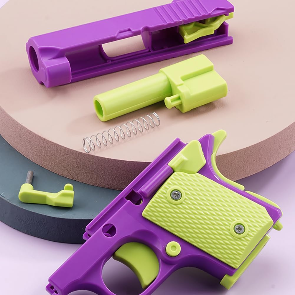 3D Plastic Mini 1911 Fidget Gun Knife Toy Set - 2PCS Stress Relief Gravity Slider for Adults & Kids - ADHD Anxiety Relief Gadget - Cool Purple Sensory Toy for Office, School & Home Use