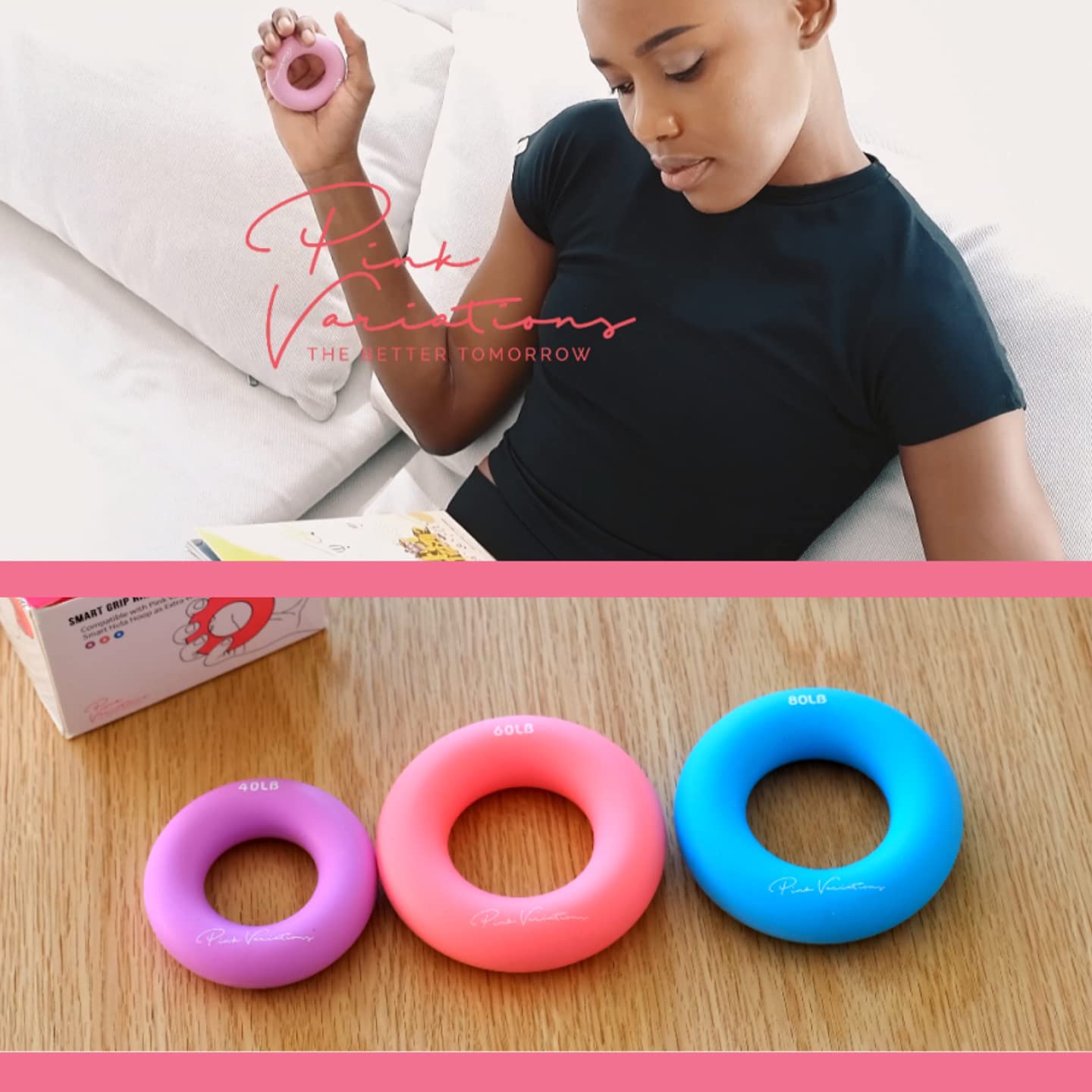 Smart Exercise Rings - Weighted Hoop for Hand Grip Strength Training - Pilates Ring & Fitness Equipment - Compatible with Smart Weighted Hoop - Perfect for Home Workouts, Yoga, Physical Therapy & Rehabilitation - Improve Hand Strength & Flexibility