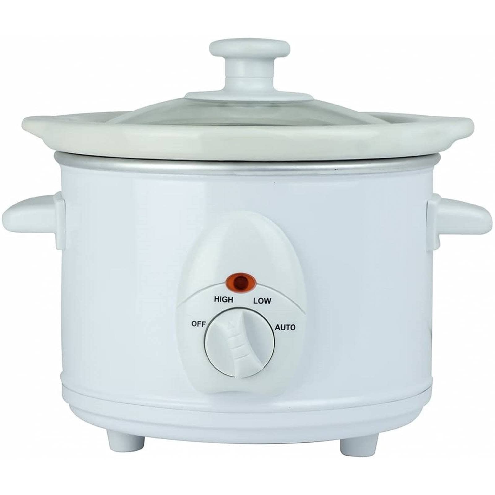 STATUS Austin Round Slow Cooker 1.5L - Small Slow Cooker 120W White (AUSTIN1PKB4) - Perfect for Dorm Rooms, Offices & Small Kitchens